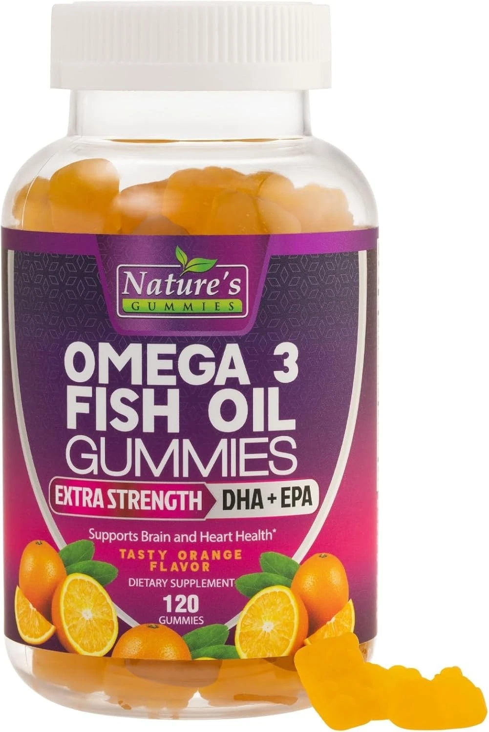 Omega 3 Fish Oil Gummies, Heart Healthy Omega 3 Gummy Supplement DHA & EPA Extra