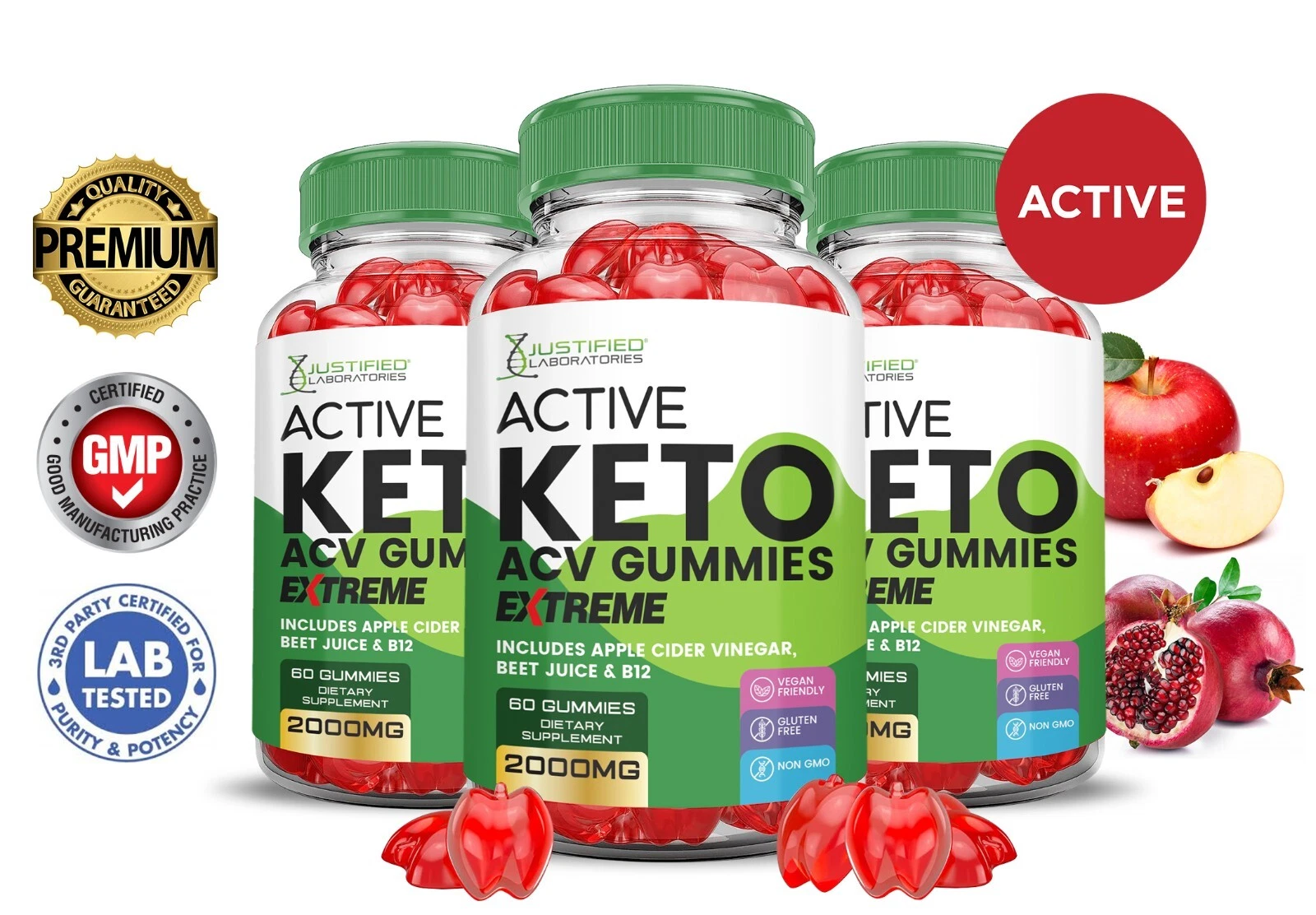 Active Keto Extreme ACV Gummies 2000MG Apple Cider Vinegar 180