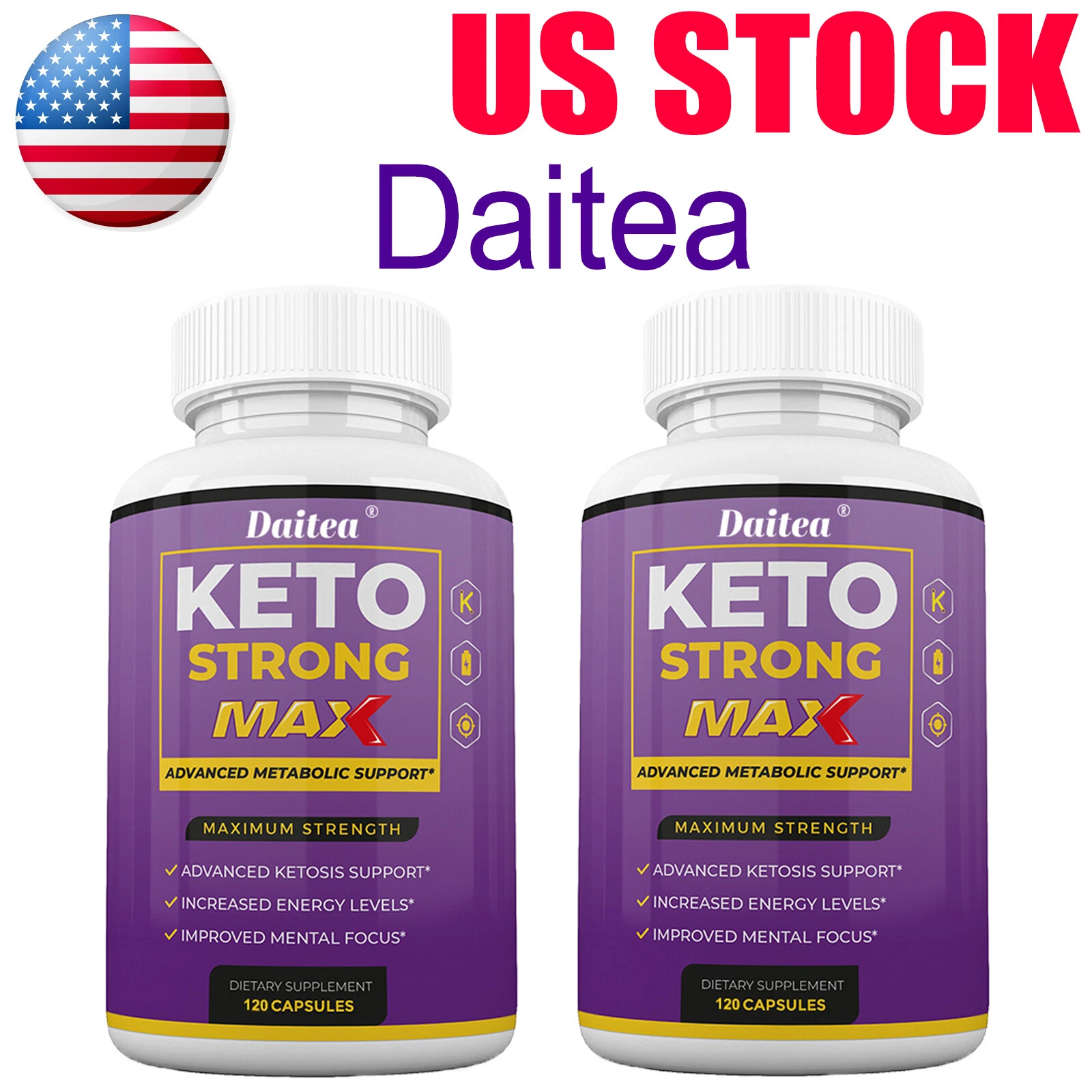 Keto Strong Max Capsules Burn Fat Improves Energy Levels Mental Focus 2 Bottles