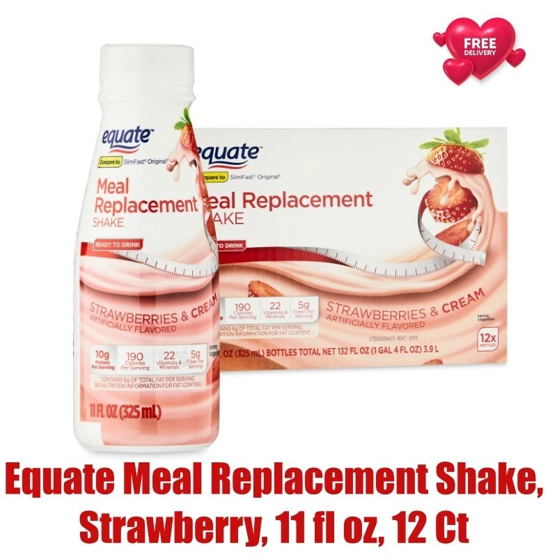 Equate Meal Replacement Shake, Strawberry, 11 fl oz, 12 Ct