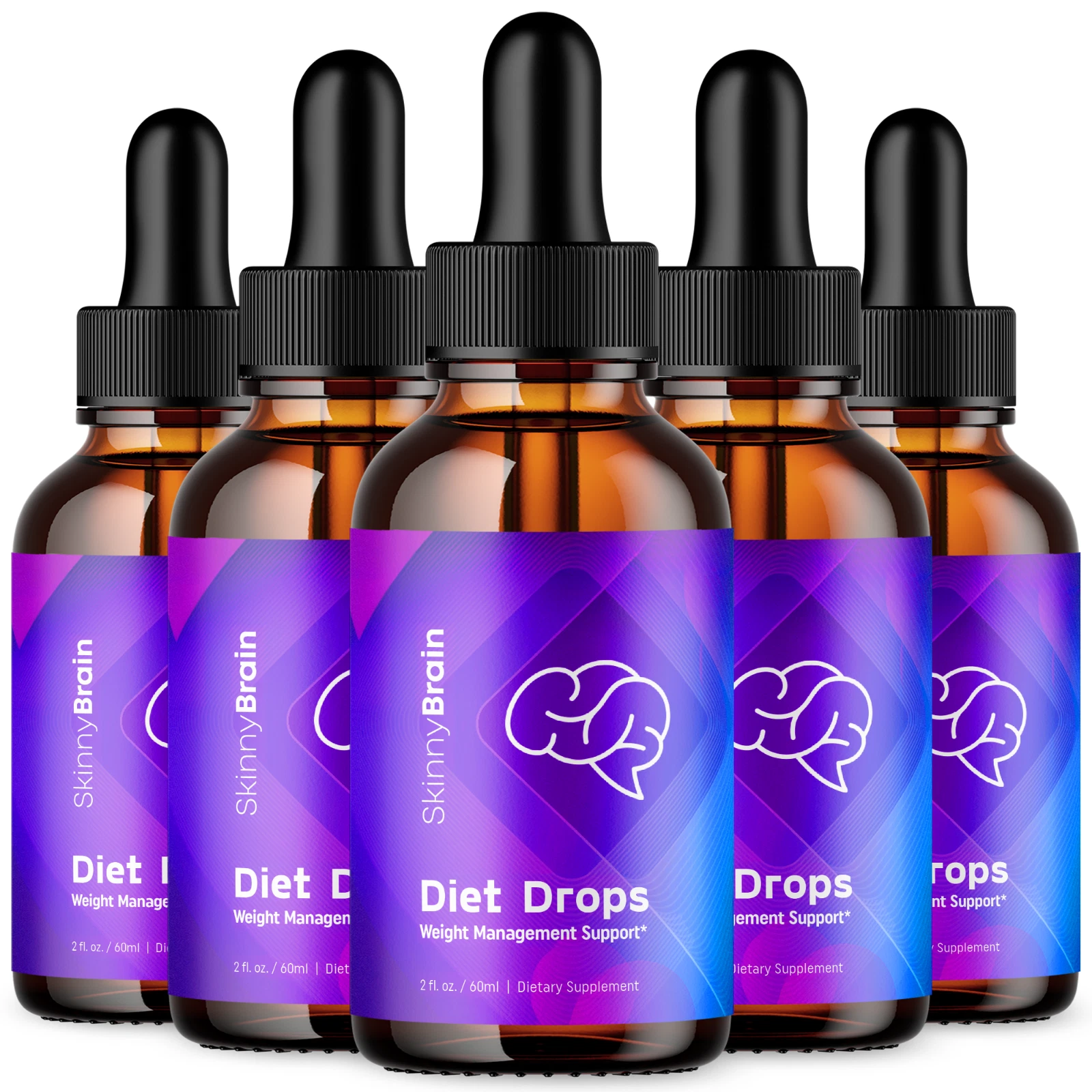 Skinny Brain Diet Drops - Liquid Drops for Weight Management & Support (5 Pack)
