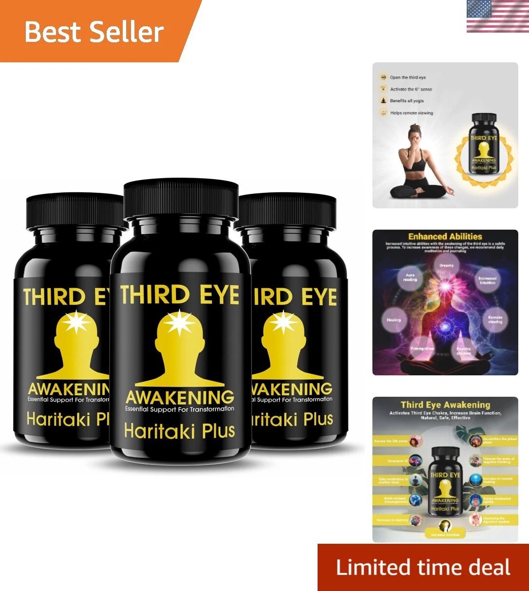 [286297972150] Third Eye Awakening - Organic Haritaki Capsules- -100 Capsules- 650 mg Each-T...