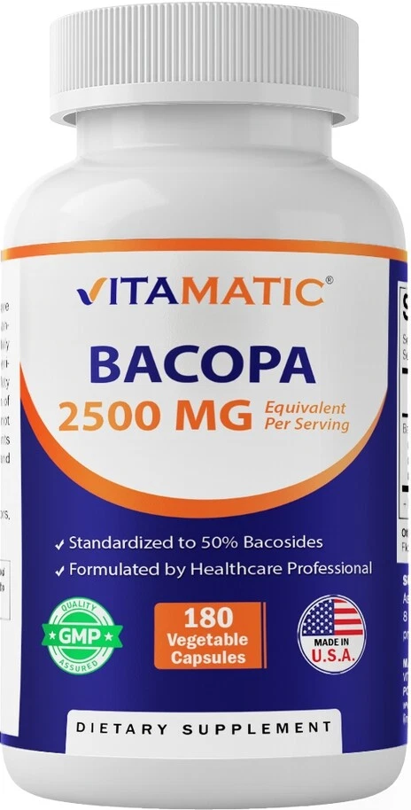 [167390771354] Bacopa Monnieri 2500mg Whole Plant 180 Caps Non GMO/No Gluten Made in the USA