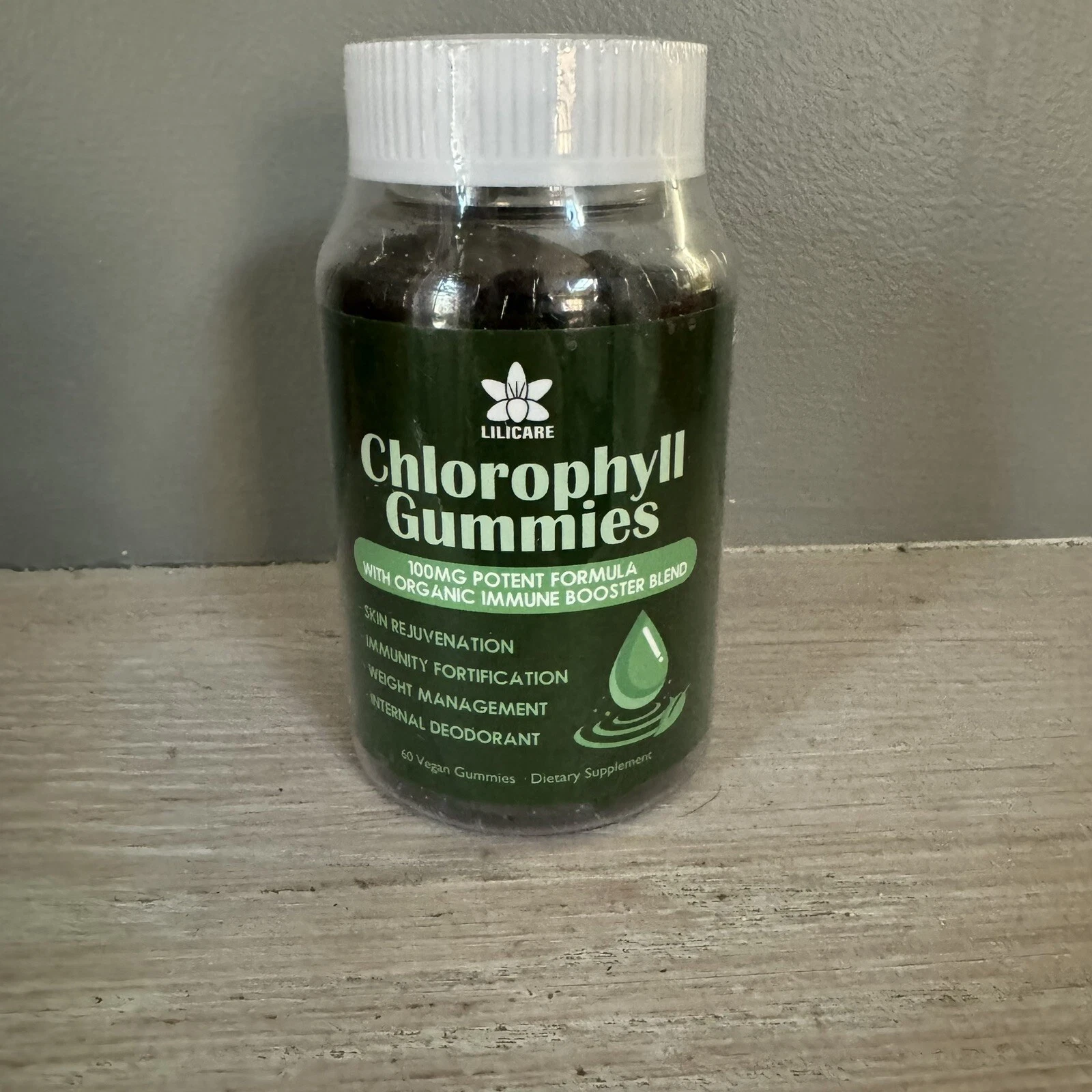 Sugar Free Chlorophyll Gummies - with Unfiltered ACV, 60 Count (Pack of 1)