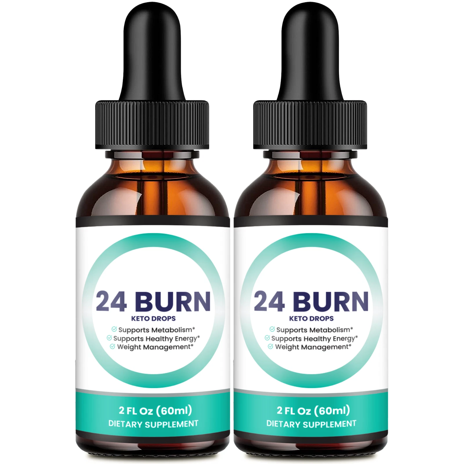 (2 Pack) 24 Burn Keto Drops Advanced Weight Loss Formula - Natural Energy Boost