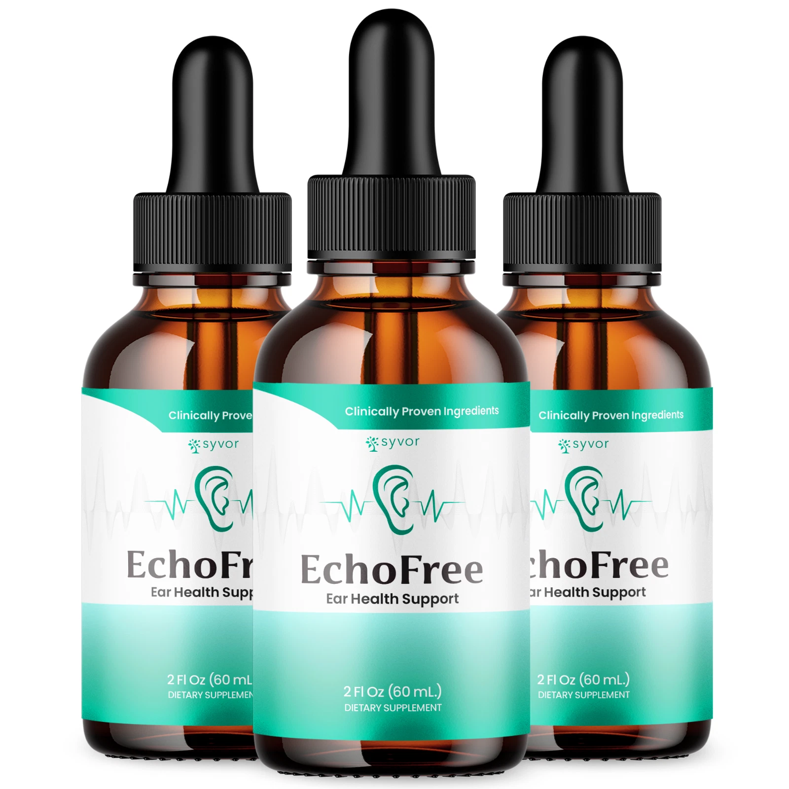 (3 Pack) EchoFree Ear Drops For Tinnitus Supports, Ear Relief & Healthy Eardrum