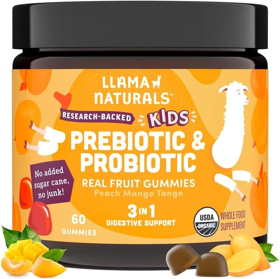 [388082884142] Llama Naturals Kids Probiotic with Prebiotic Fiber Vegan Organic Prebiotics a...
