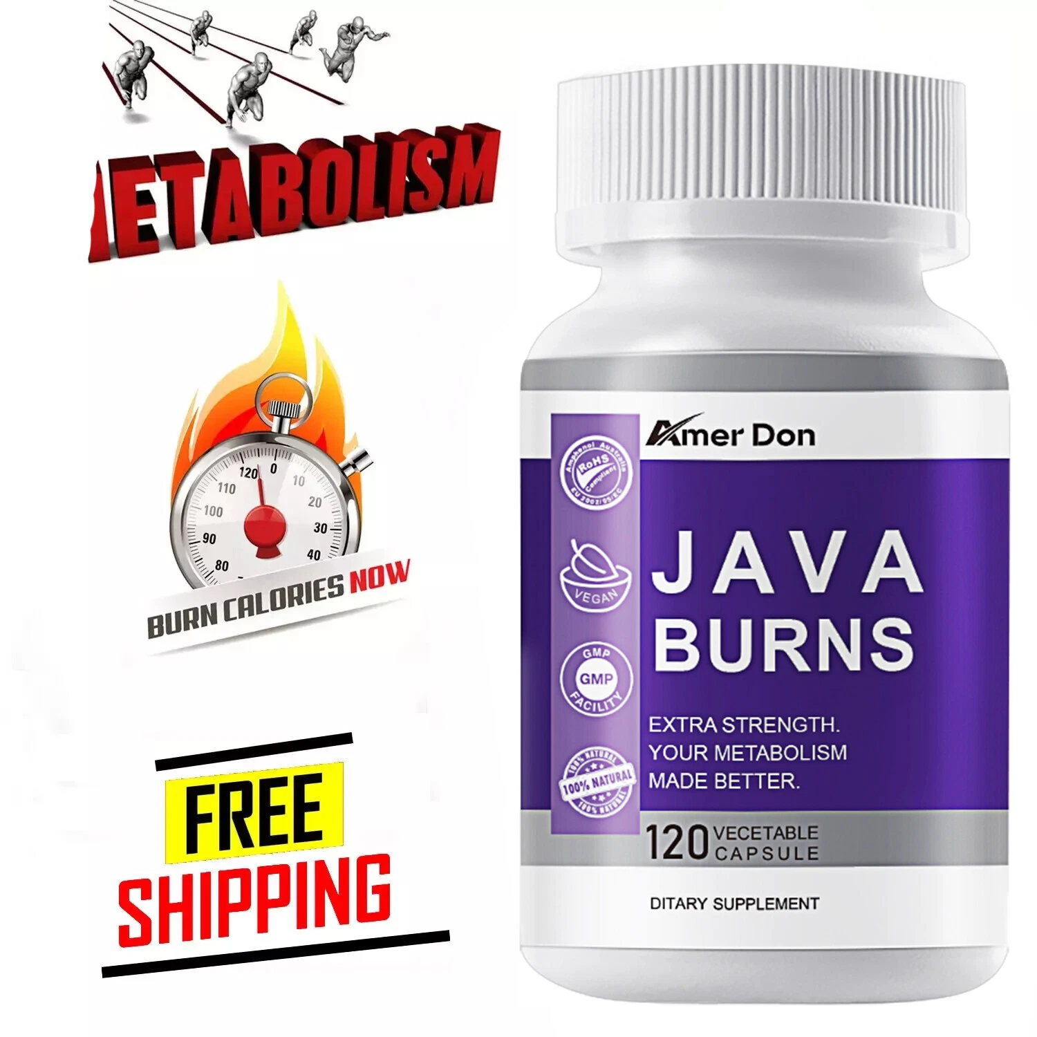 Java Burns Powerful Formula, Strong Diet Slimming Pills Weight Loss - 120 Caps