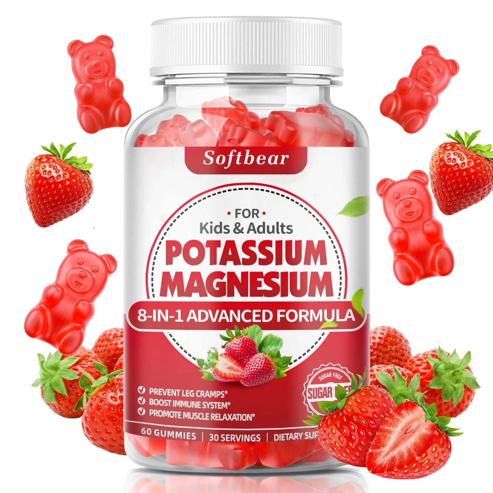softbear Potassium Gummies for Adults High Absorption Magnesium Potassium Sup...