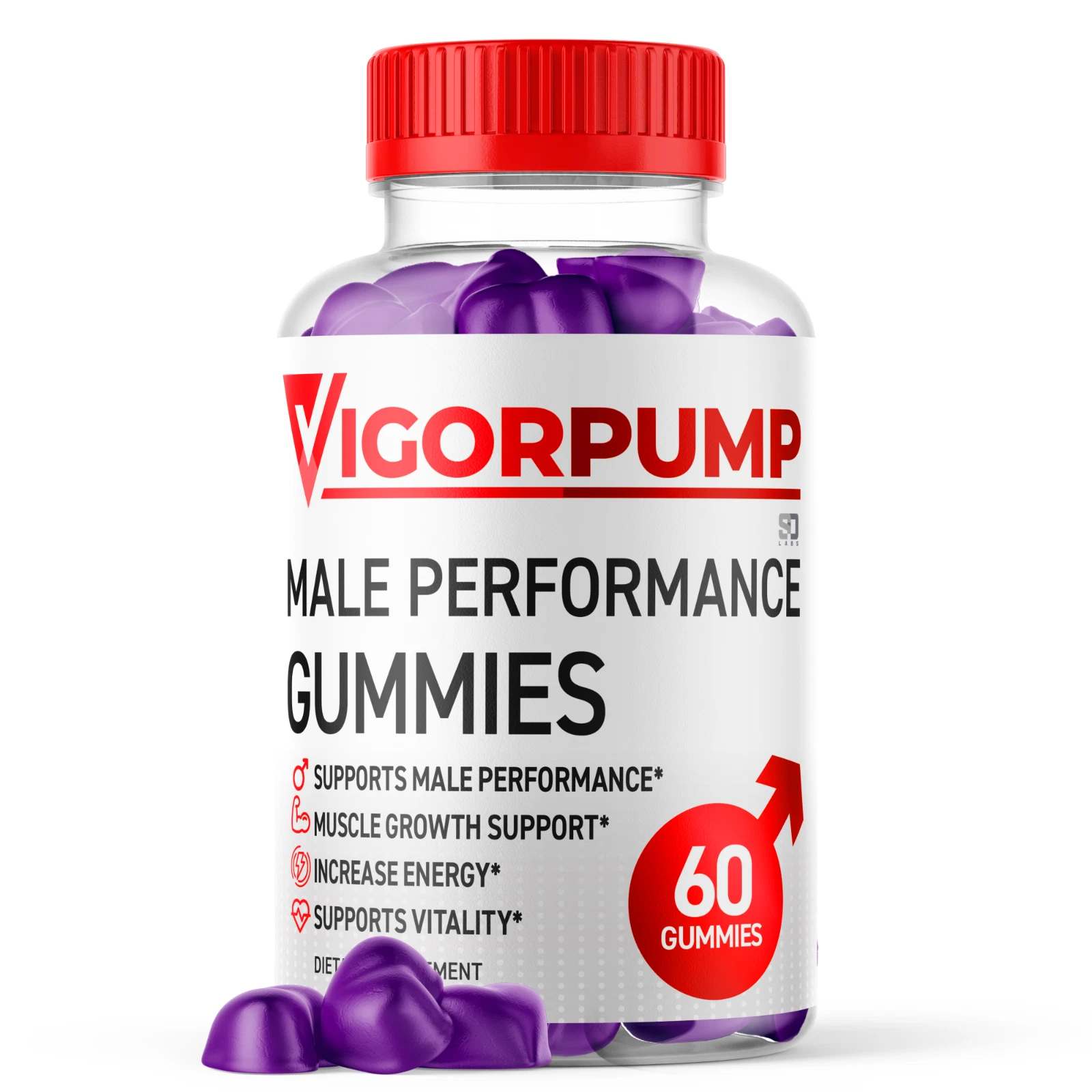 (1 Pack) Vigor Pump Gummies for Men Advanced Drive and Energy Support 60 Gums