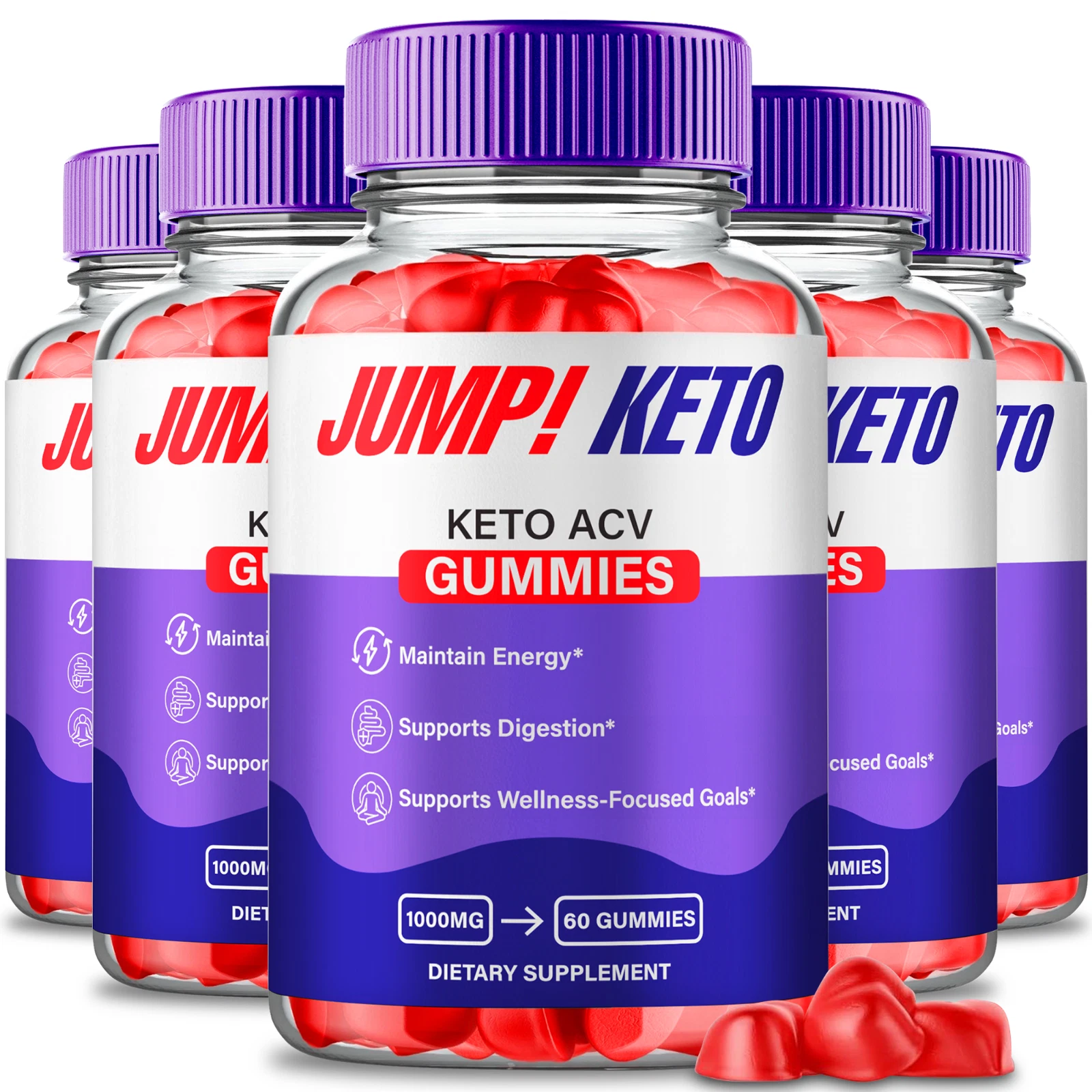 (5 Pack) Jump Keto Gummies, Advanced Keto ACV Gummies for Weight Loss Support
