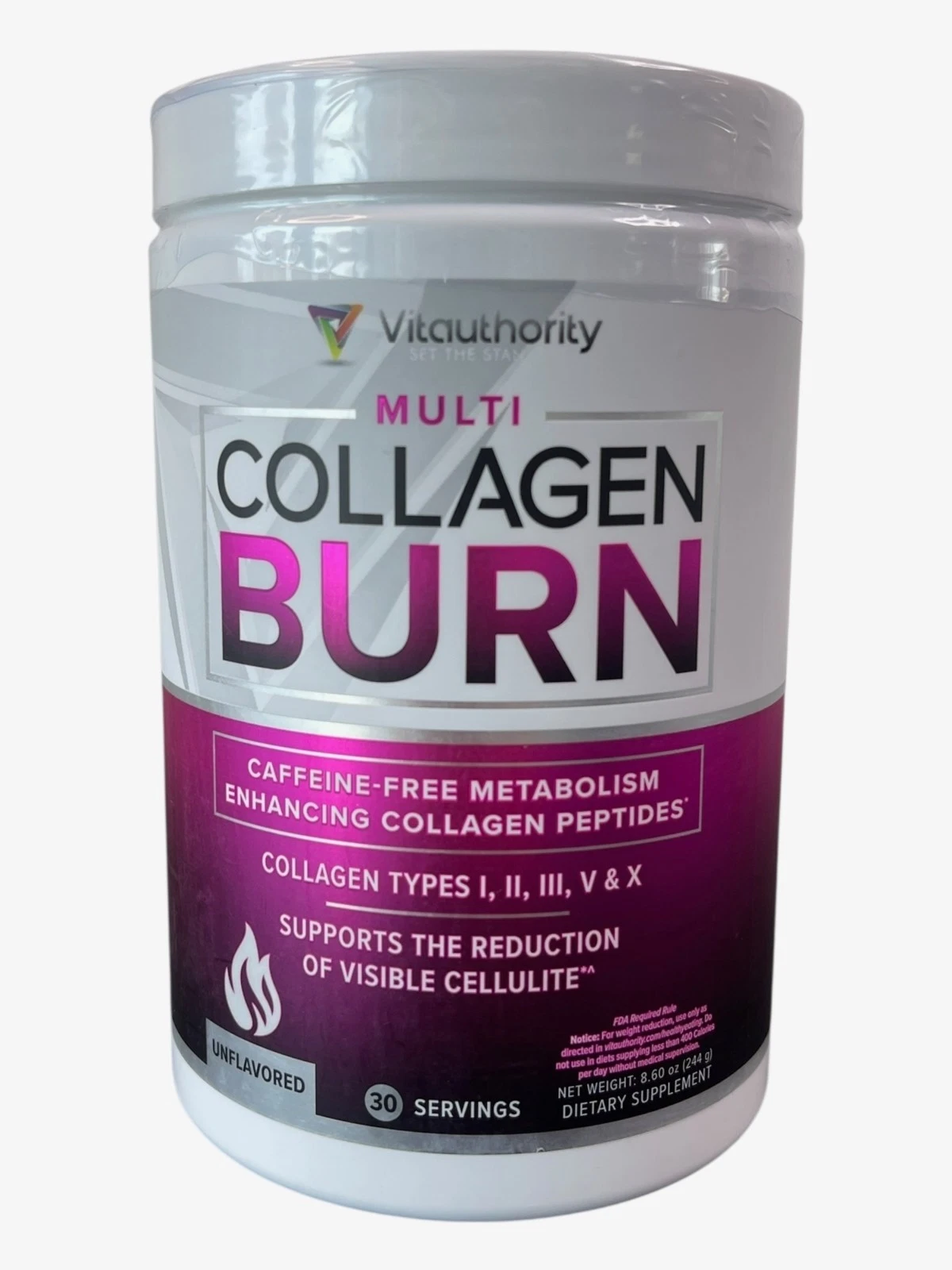 Vitauthority Multi Collagen Burn Caffeine-Free Metabolism Collagen Peptides - 30