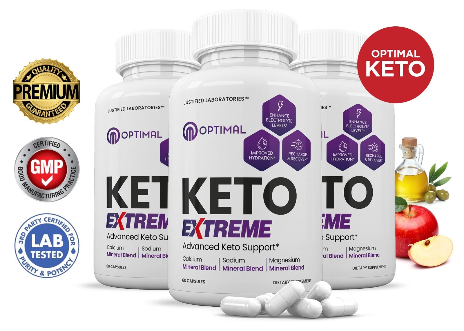 Optimal Keto ACV Pills Extreme 1675MG New Improved Formula 3 Pack