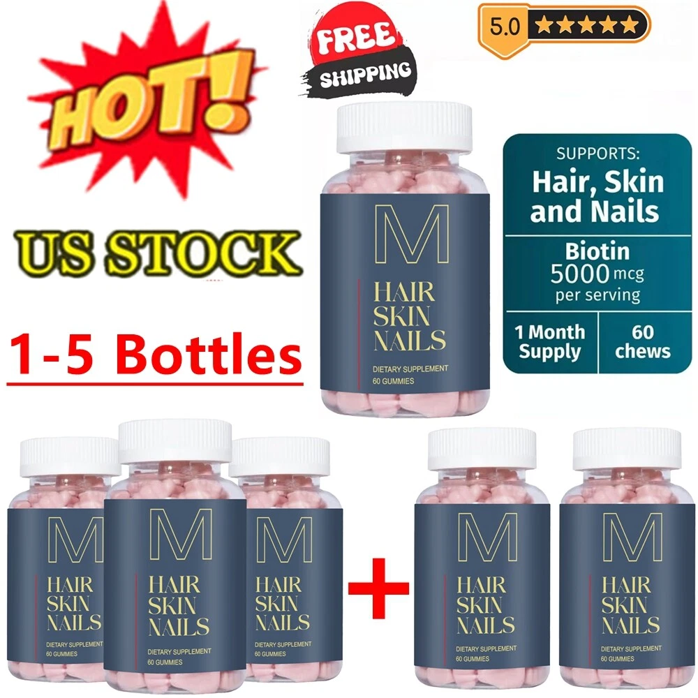 WEEM Hair Skin and Nails Gummies, Vegan biotin Vitamins, Healthy Hair 1-5 PACK
