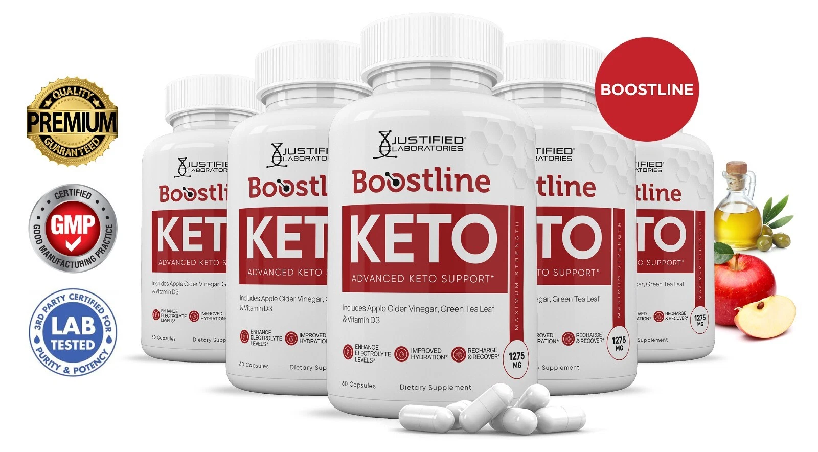 Boostline Keto ACV Pills 1275 MG Stronger Than Gummies Keto Support 5 Bottles