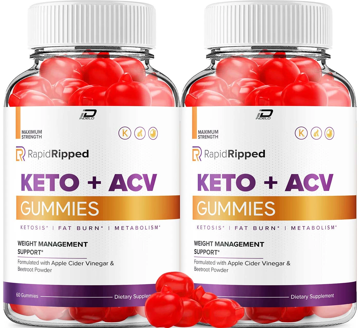 Rapid Ripped Keto ACV Gummies Supplement - Max Strength RapidRipped (2 Pack)