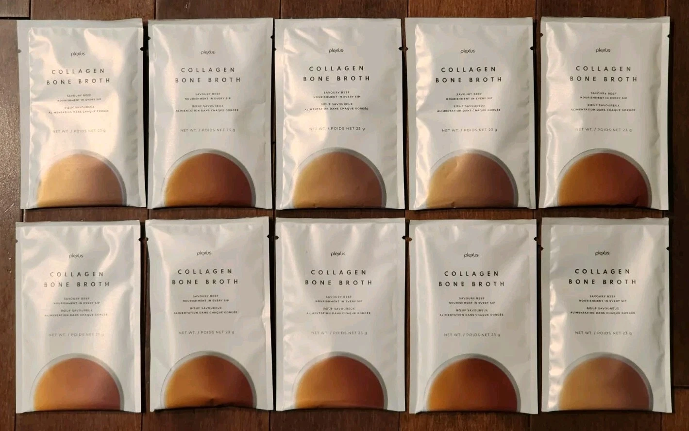 10 Pack Plexus Collagen Bone Broth Savory Beef 0.85 oz Packet New Sealed Packets