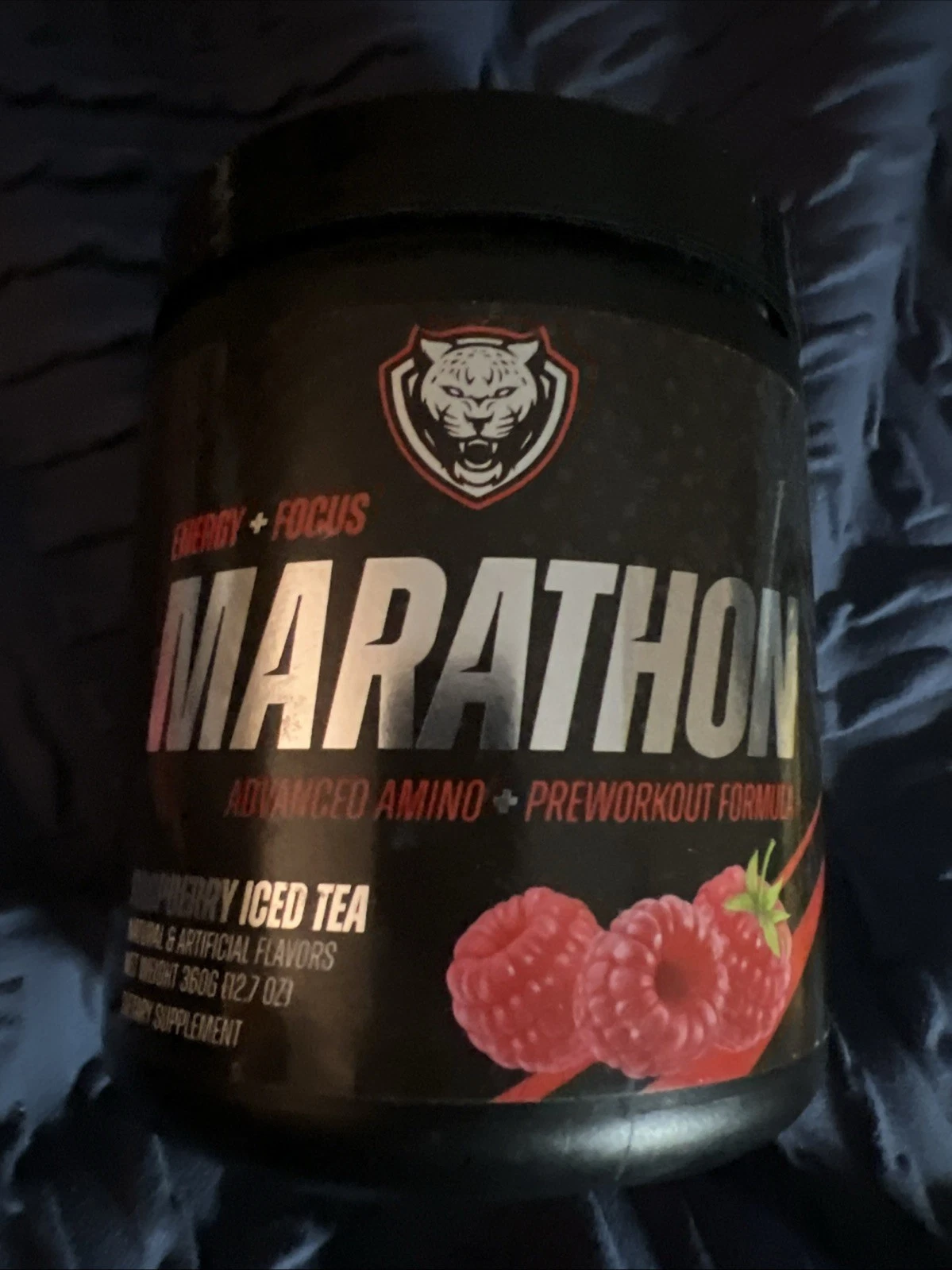 [376337222306] Marathon Advanced Amino Preworkout Raspberry Iced Tea 12.7 oz BBD 9/2025 …W
