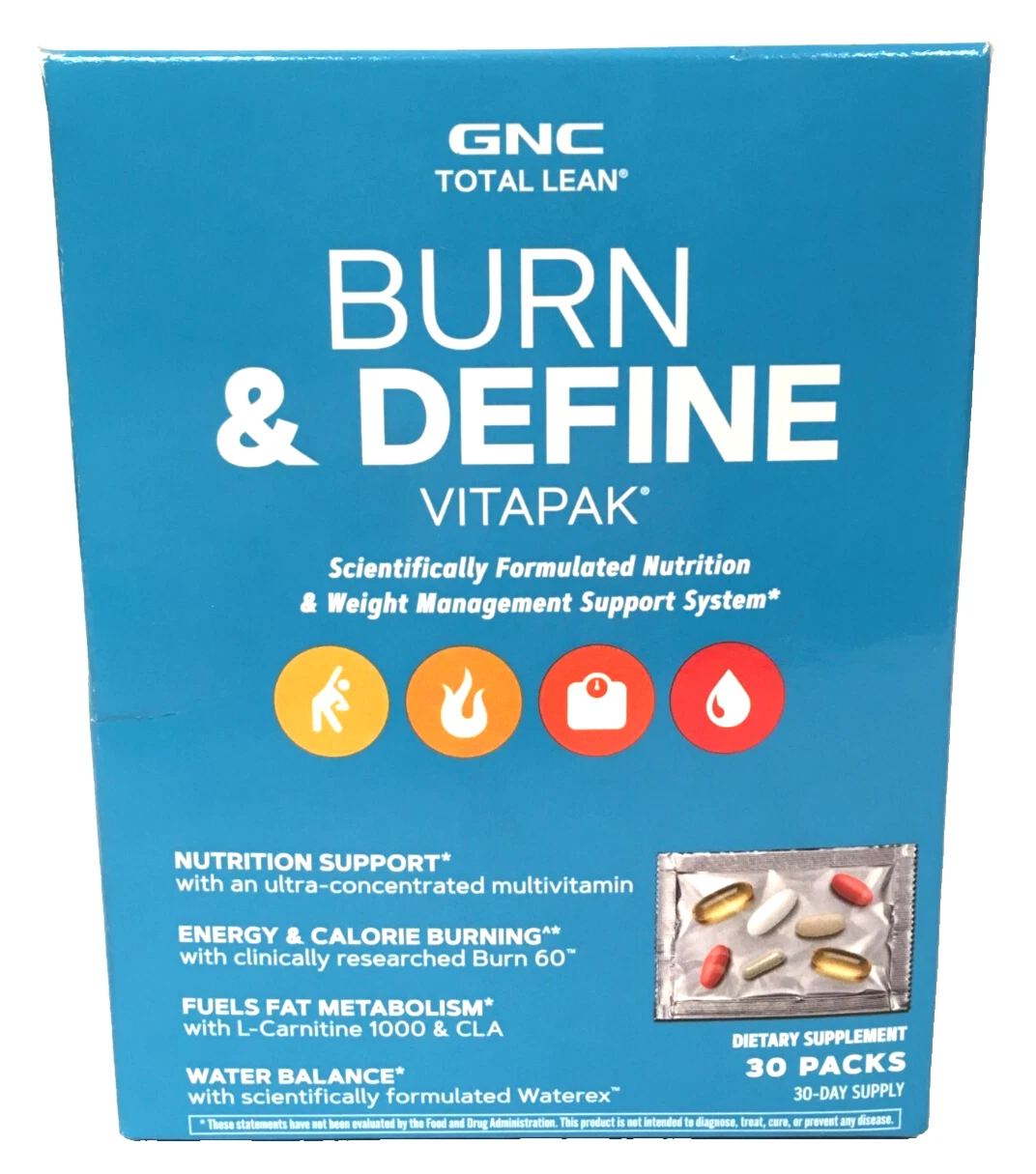 GNC Total Lean Burn & Define Weight Management Supplements 30 VITAPAKS 11/2025