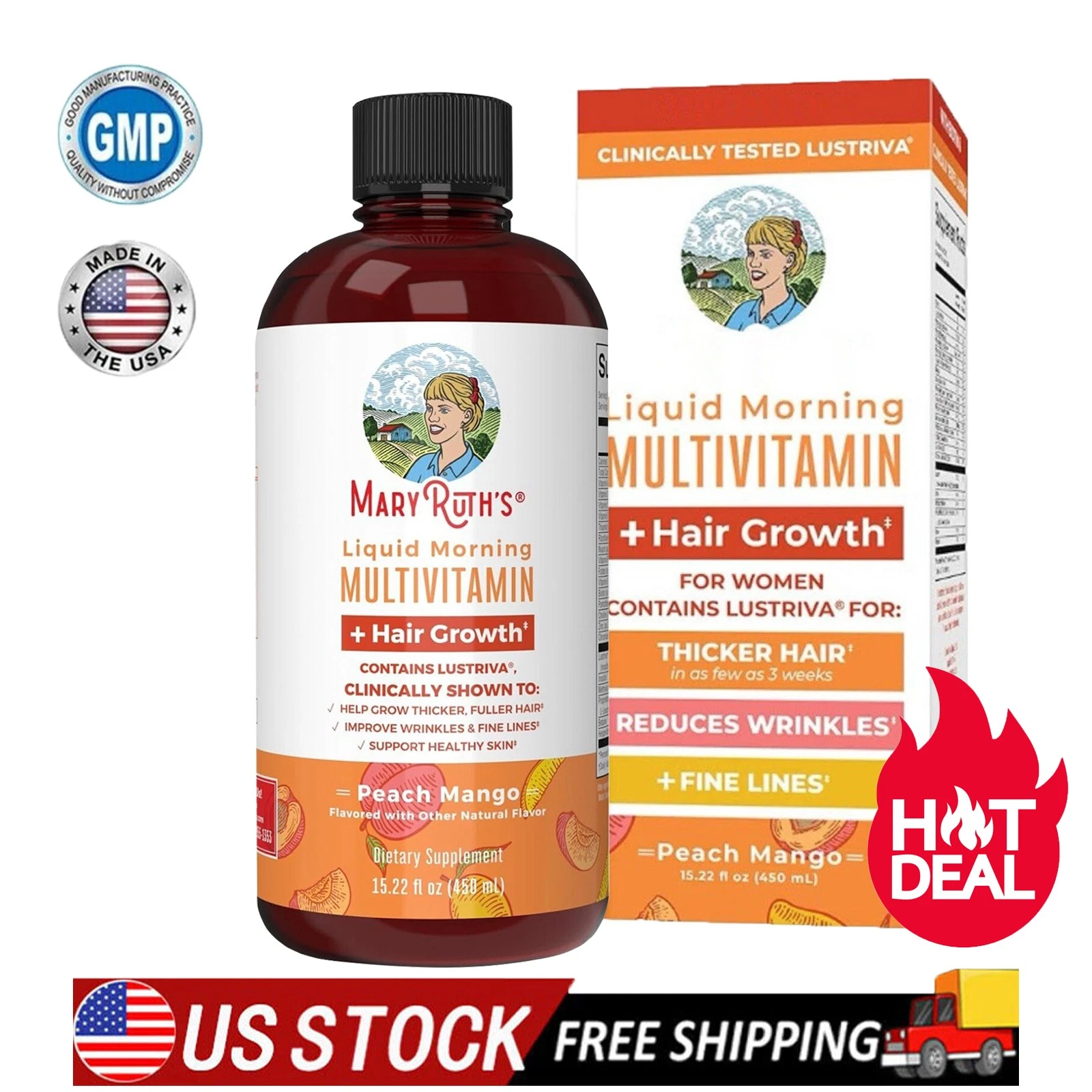 [388641673174] Liquid Morning Multivitamin For Women’s Hair Growth, Wrinkles, Fine Lines