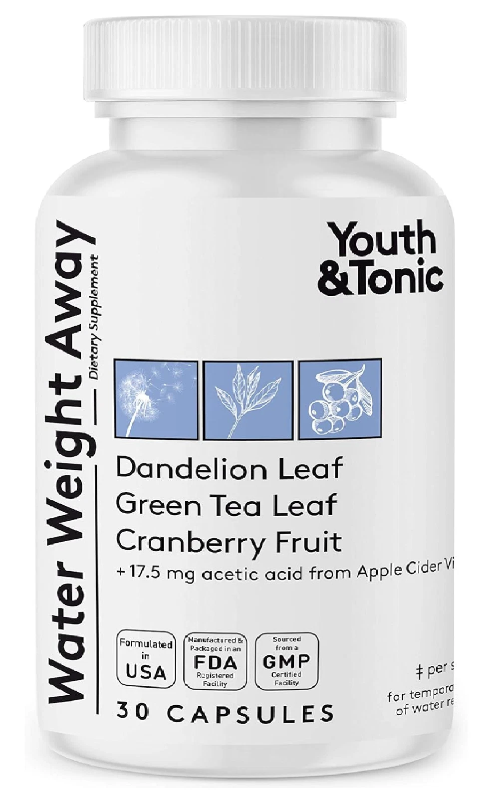 [357121436709] Youth & Tonic Natural Water Weight Away Pills for Swelling Water Retention & ...