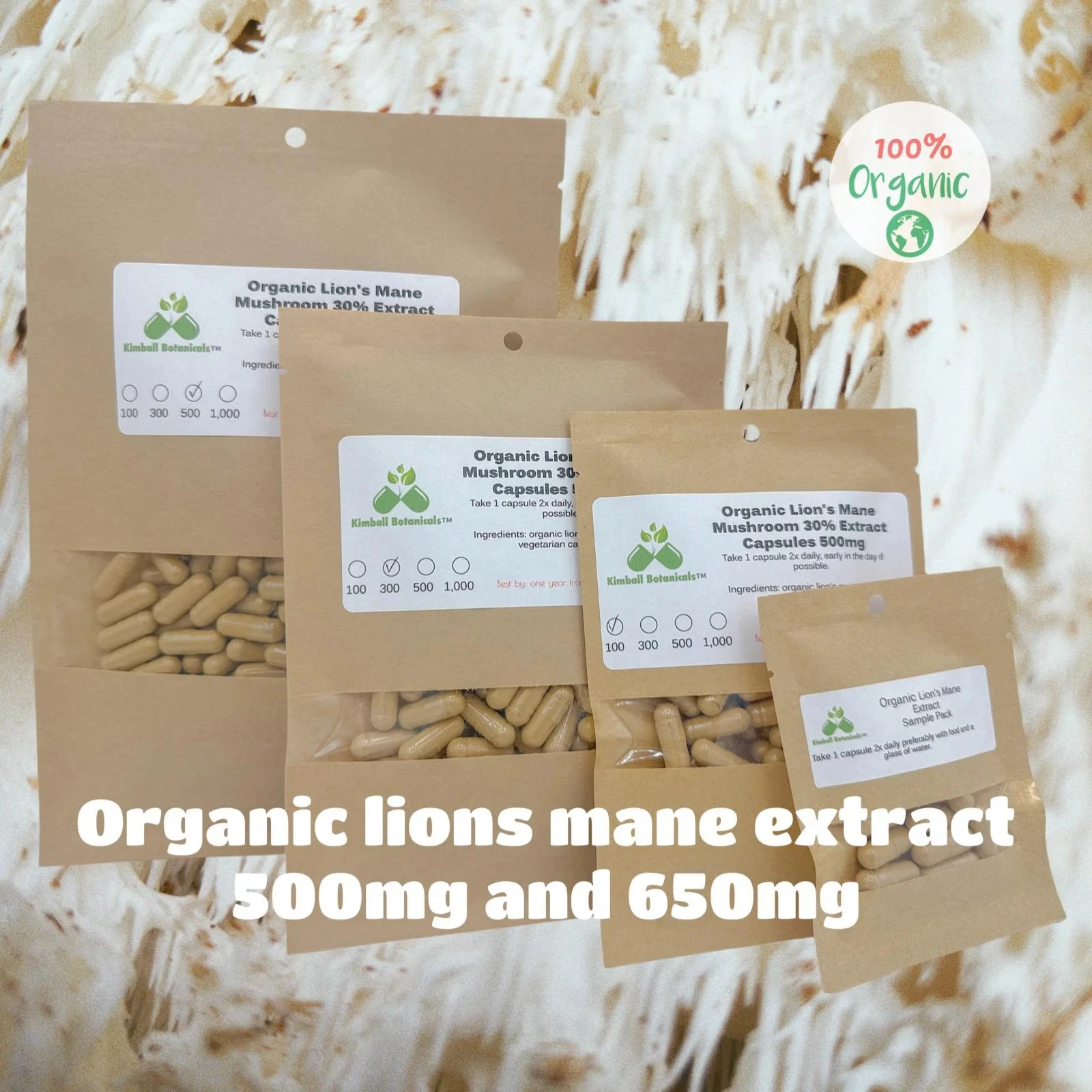 Organic Lions Mane Mushroom extract (Hericium erinaceus) 30% polysaccharides