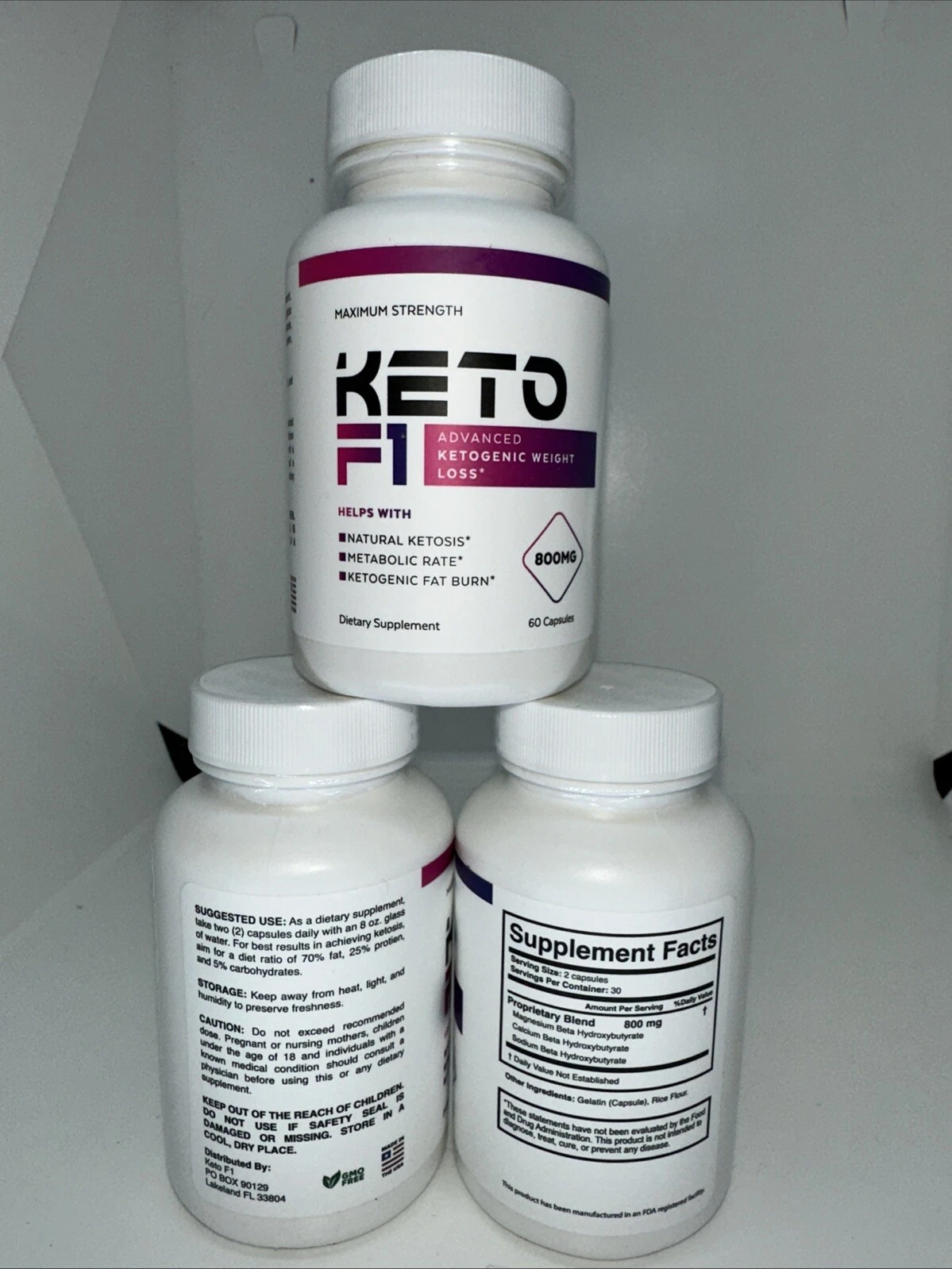 3 Count 180 Capsules 2/24 Keto F1 Diet Pills,Weight Loss,Fat Burner, Supplement