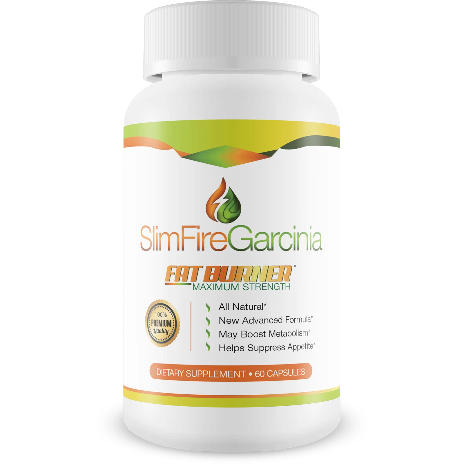 Slim Fire Garcinia - Fat Burner - Boost Metabolism - Suppress Appetite - 60 caps