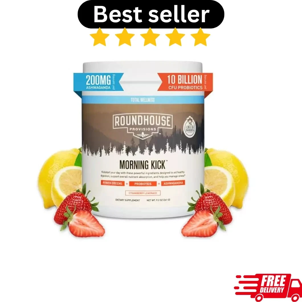 By Chuck Norris Morning Kick, Greens Superfood Powder Supplement with Ashwaganda