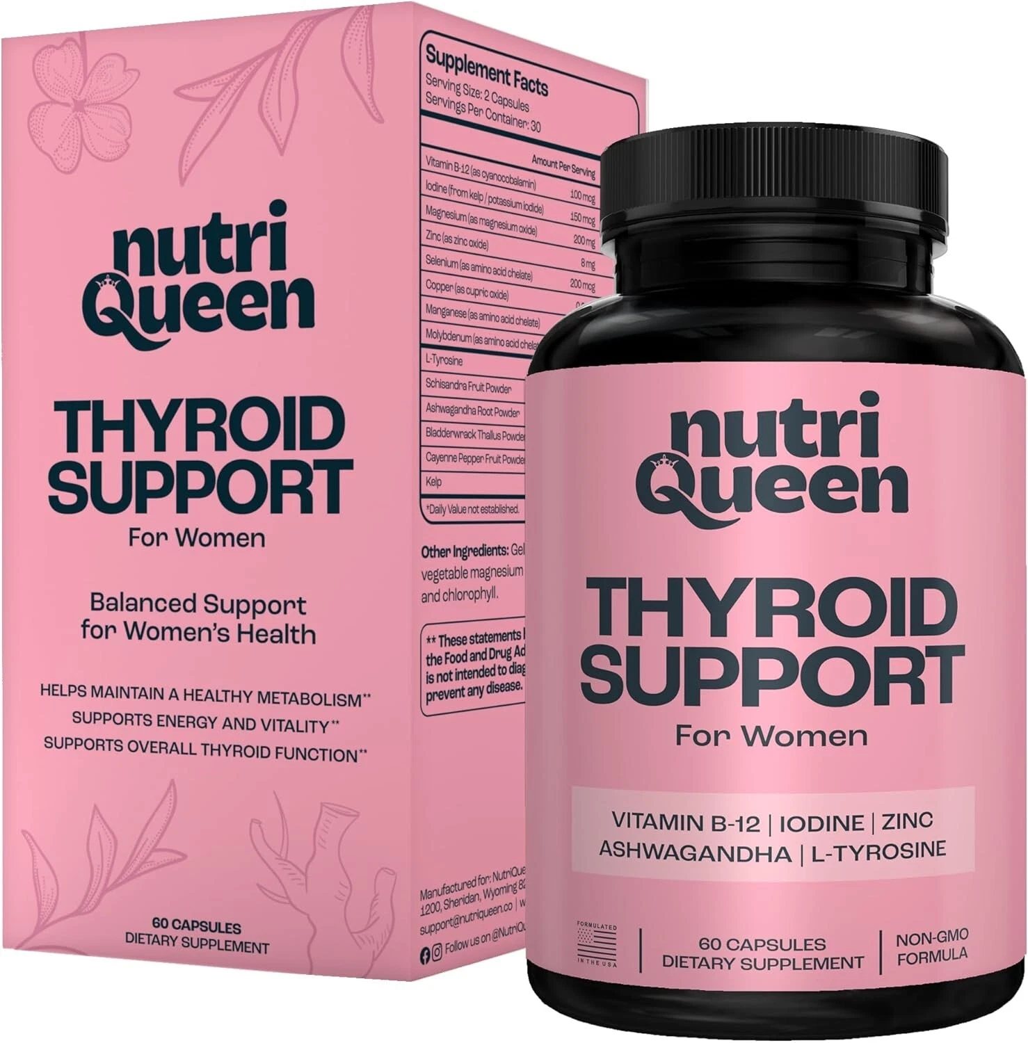 Thyroid Support Supplement with Iodine, Non-GMO, Vegetarian & Gluten Free
