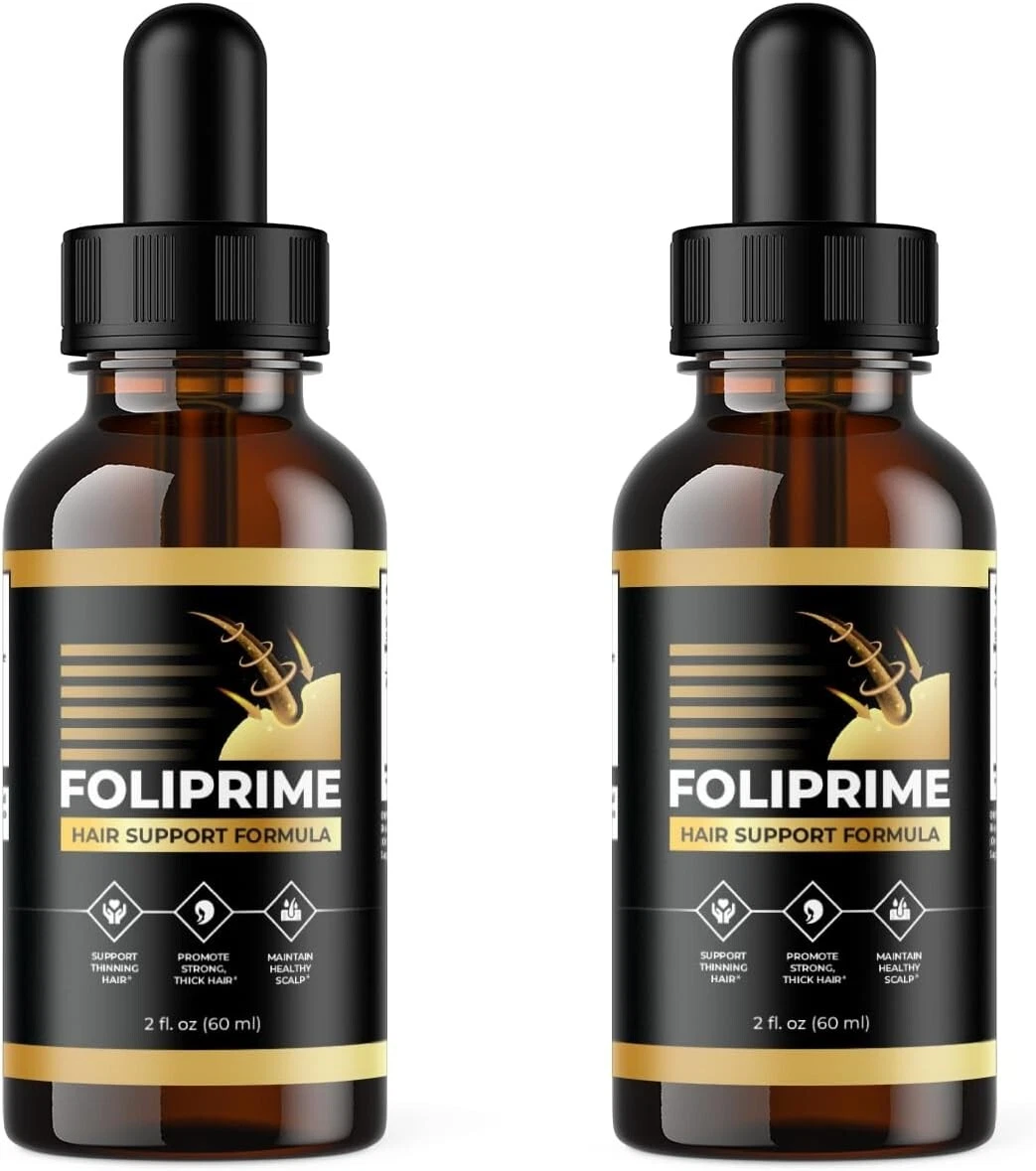 (2팩) Foliprime 건강한 모발 개선 드롭 - 모든 모발에 안전(2fl.oz)