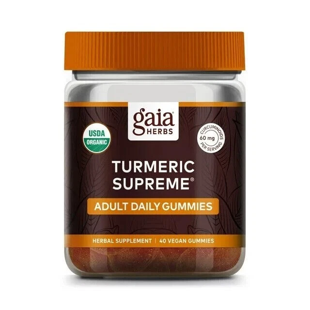 Gaia Herbs Turmeric Supreme, Adult Daily Gummies, 40 Vegan Gummies Exp 6/2025