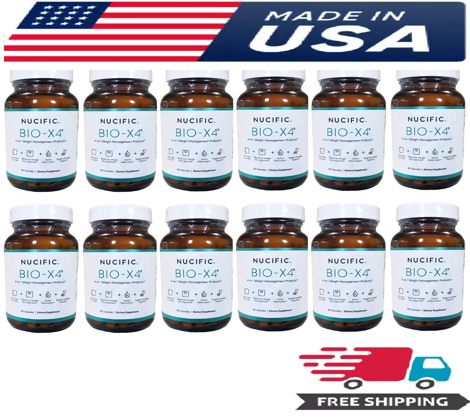 AUTHENTIC BIO-X4 Nucific Weight Loss Manage Probiotic Metabolism Bost PACK OF 12