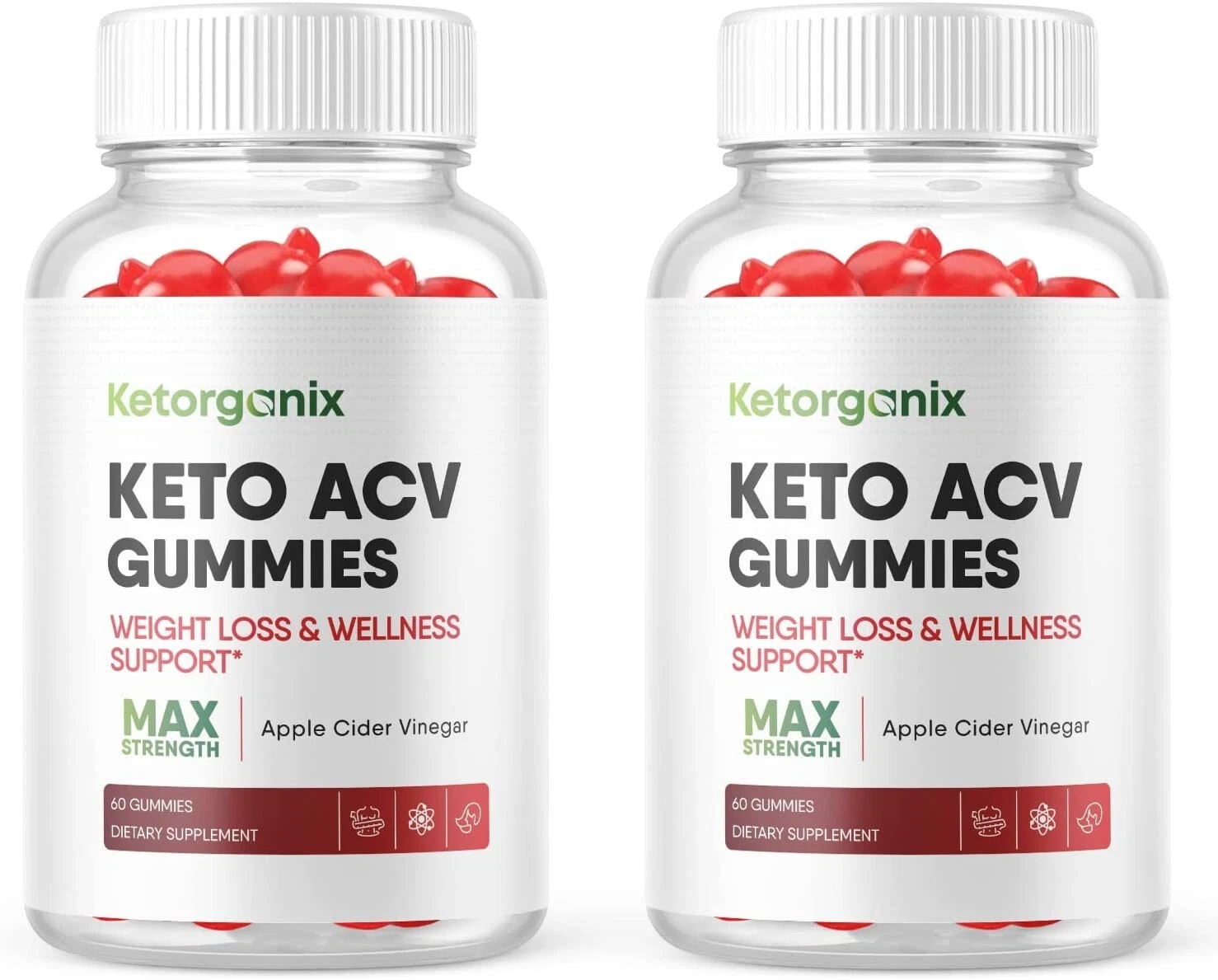 2 Pack -Ketorganix ACV Keto Gummies, Vegan, Weight Loss Supplement - 120 Gummies