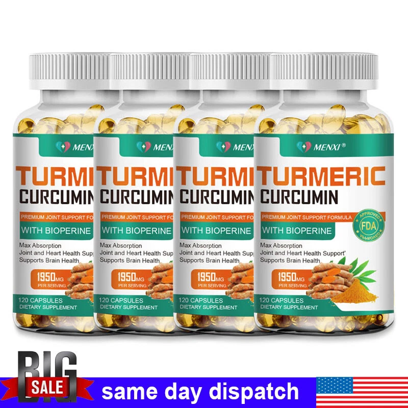 Turmeric Curcumin Highest Potency 95% 1950mg with BioPerine Black Pepper Extract
