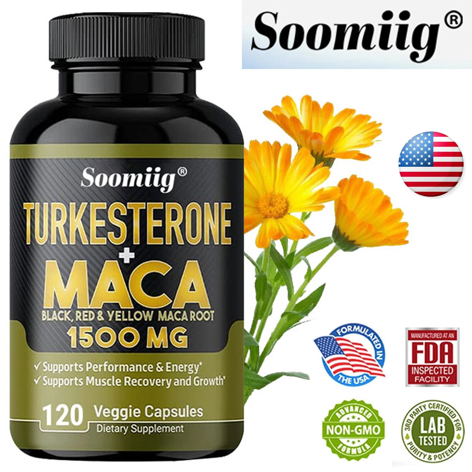 Turkesterone Maca 1500mg 120 Capsules Increases Energy Stamina Balance Mood