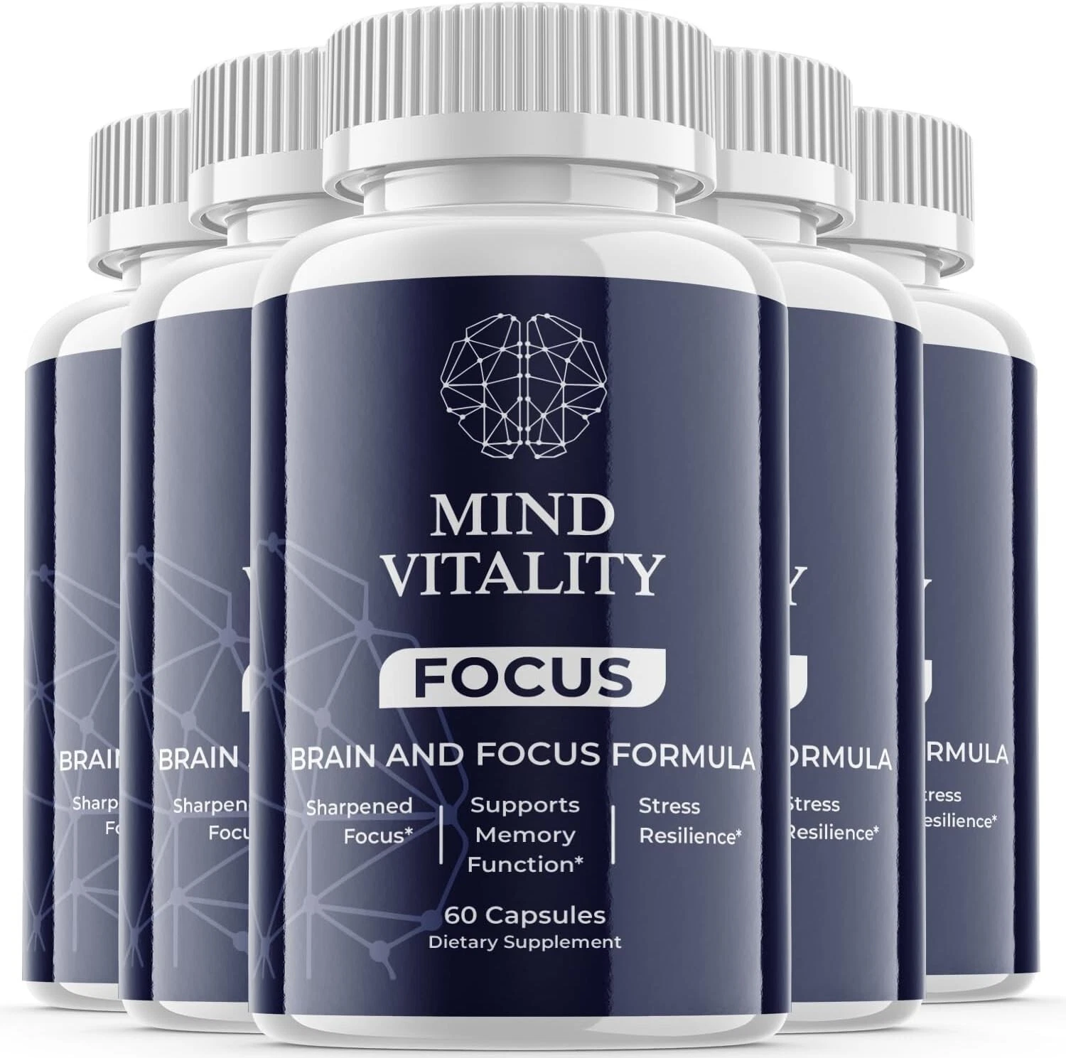 (5 Pack) Mind Vitality Focus Nootropic Supplement - Brain Productivity Support