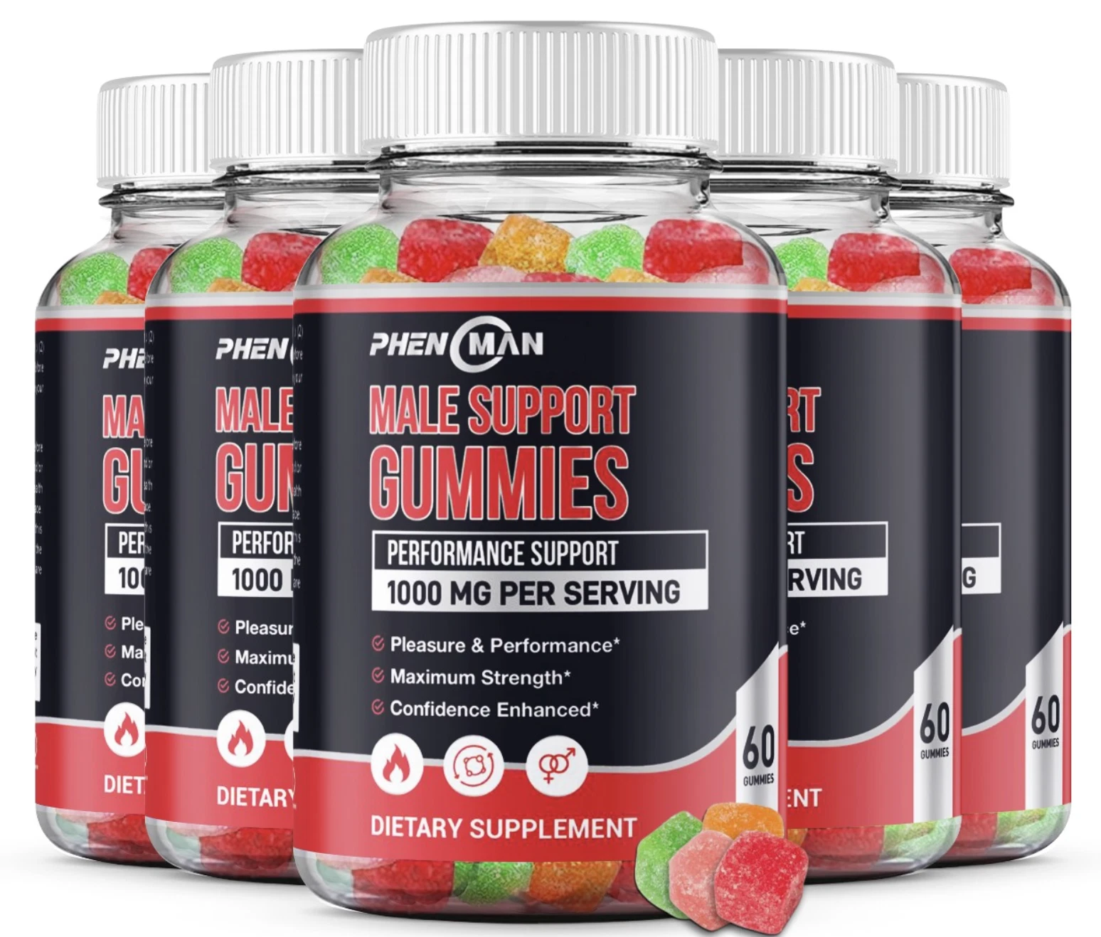(5 Pack) Phenoman Male Gummies -Phenoman Male Enhancement- (Assorted Flavors)