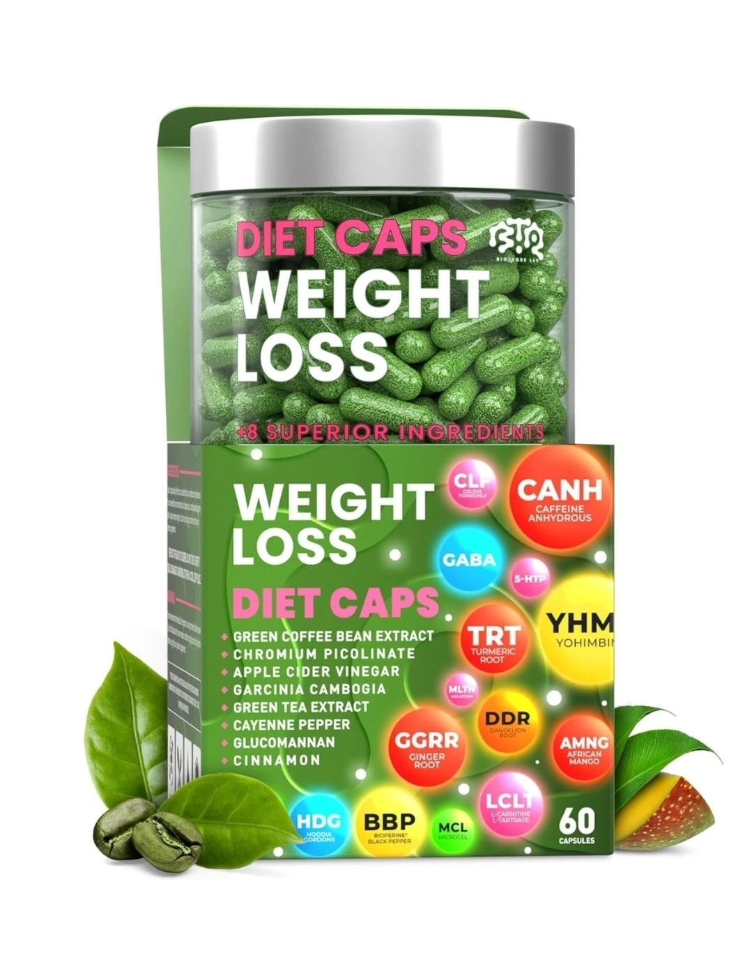 Bioteque Lab Weight Loss Diet Capsules, Natural Appetite Suppressant 60 Capsules