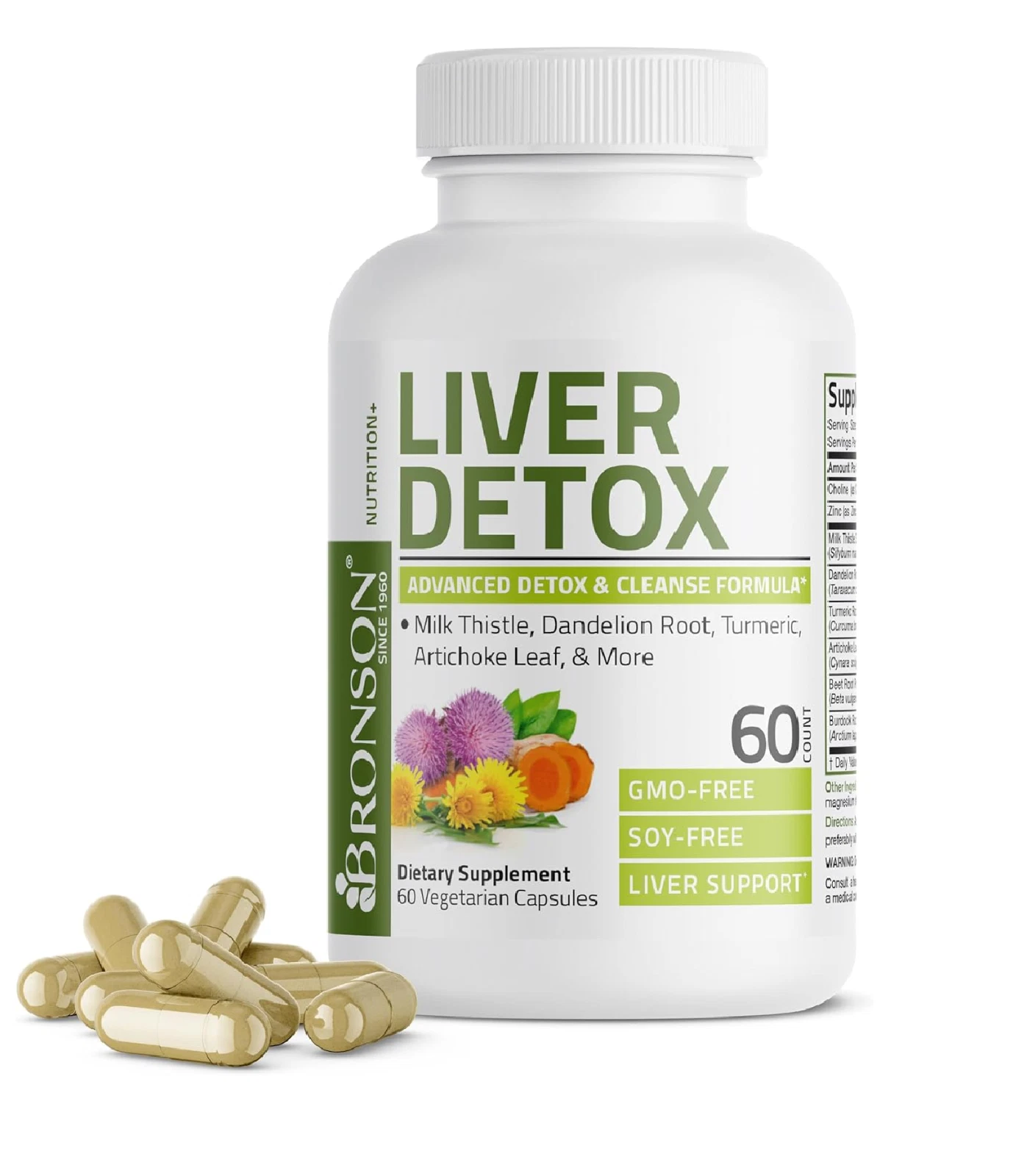 Bronson Liver Detox Advanced, Milk Thistle & More, Non-GMO, 60 Veggie Capsules