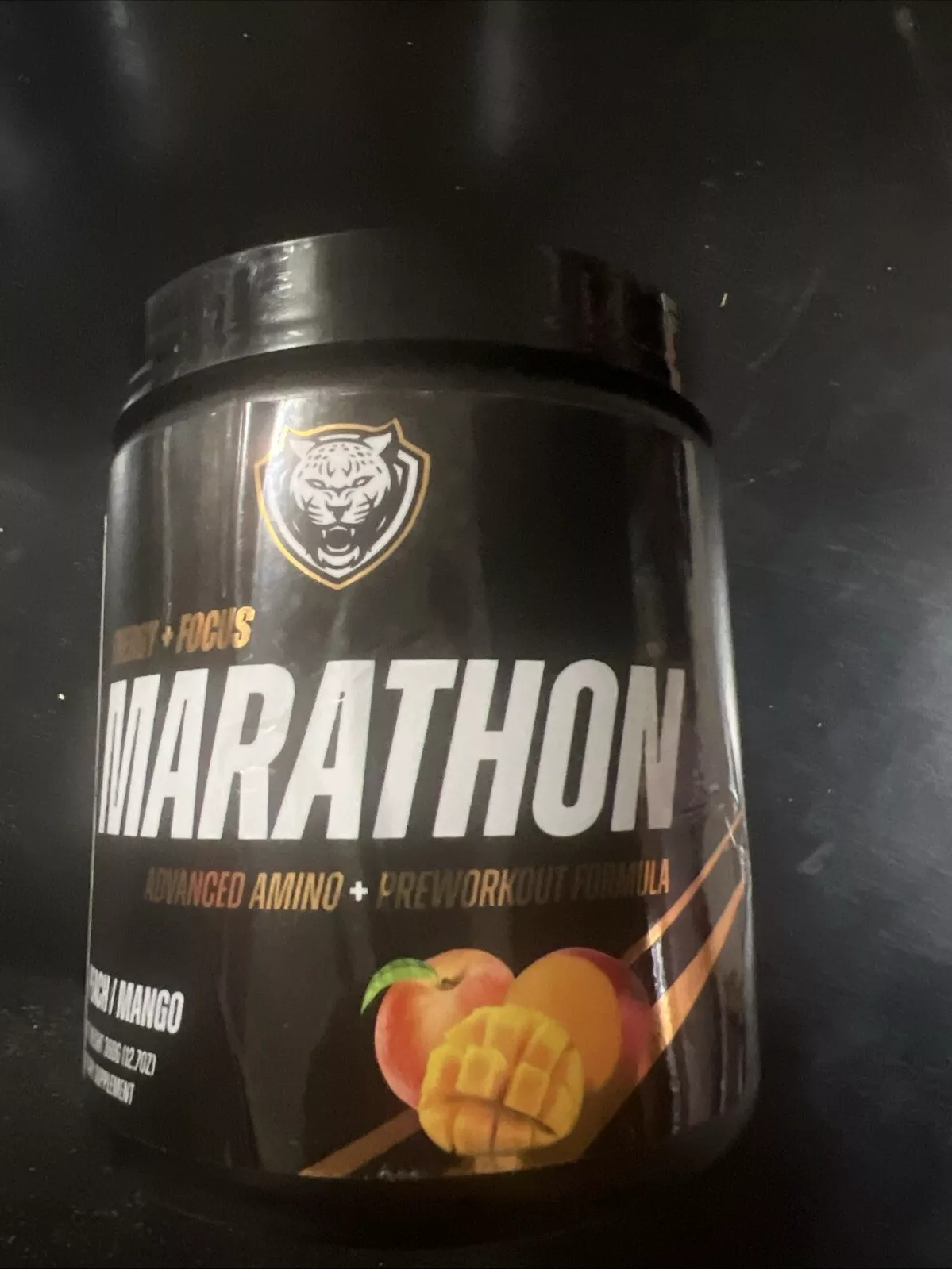 [135507967118] Marathon, Advanced Amino + Preworkout Formula, Peach Mango, 12.7 oz (360 g)