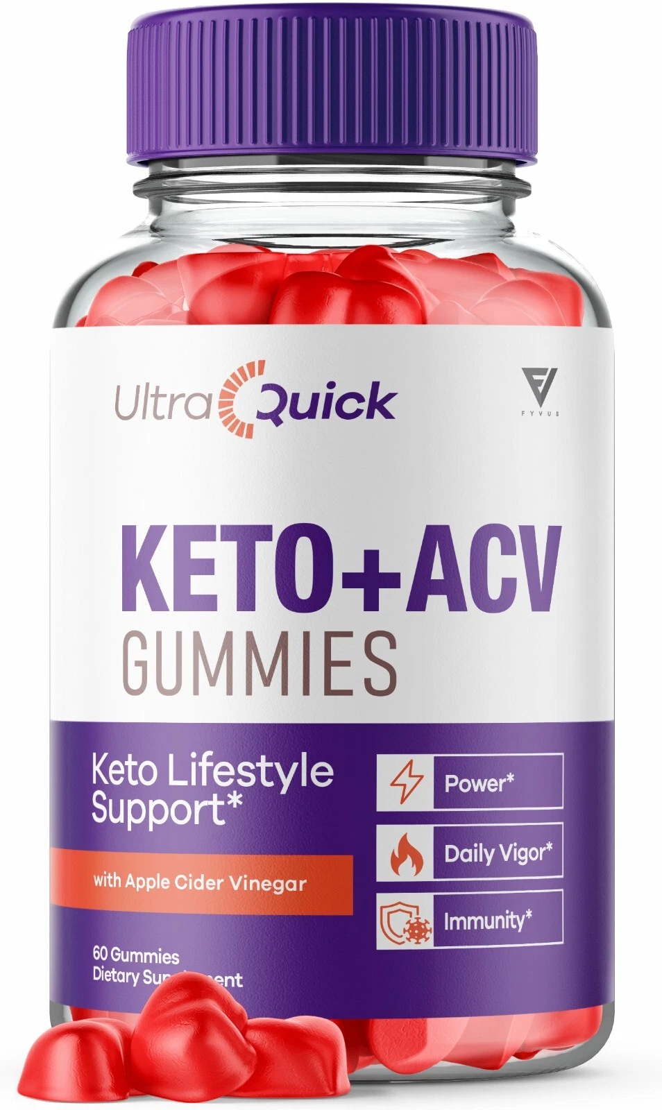 Ultra Quick Keto + ACV 1000mg Gummies, UltraQuick Keto Weight Loss (60 Gummies)