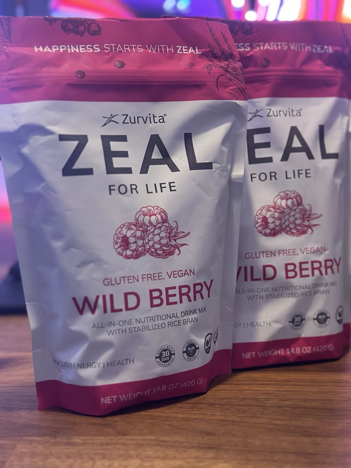 [297373767674] 2X Zurvita Zeal for Life WILD BERRY Gluten Free Energy /Health Drink 10/2026!!!