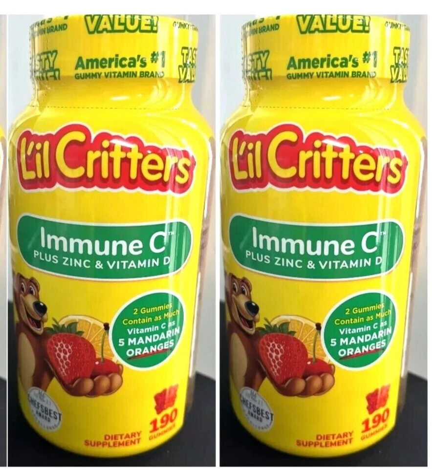 2x L'il Critters Immune C Kids Gummy Vitamin, Fruit Flavored, 190 Count ex 09/25