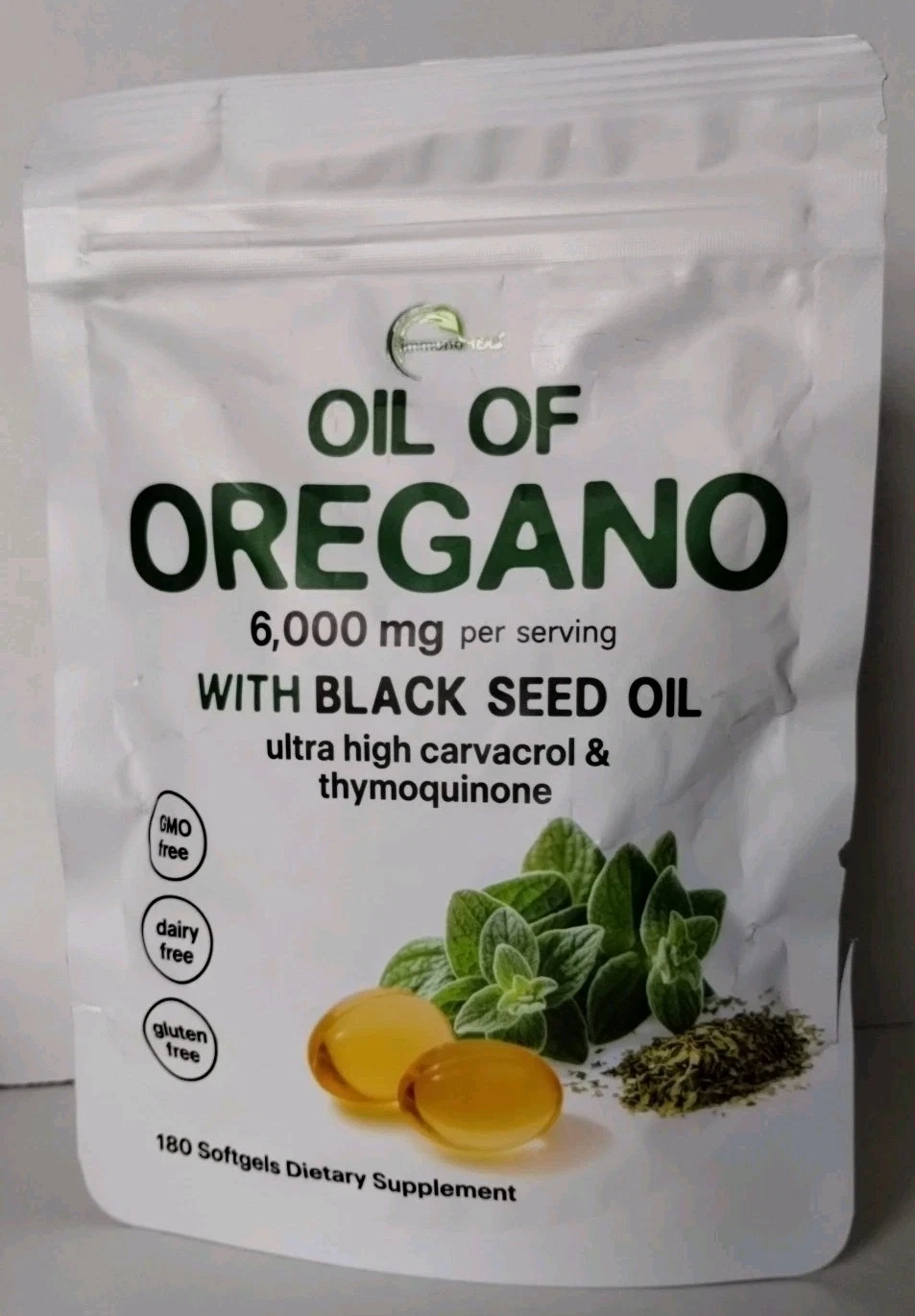 [356736347835] Oregano Oil 6,000 mg w/ Black Seed Oil Ultra High Thymoquinone & Carvacrol 1/27
