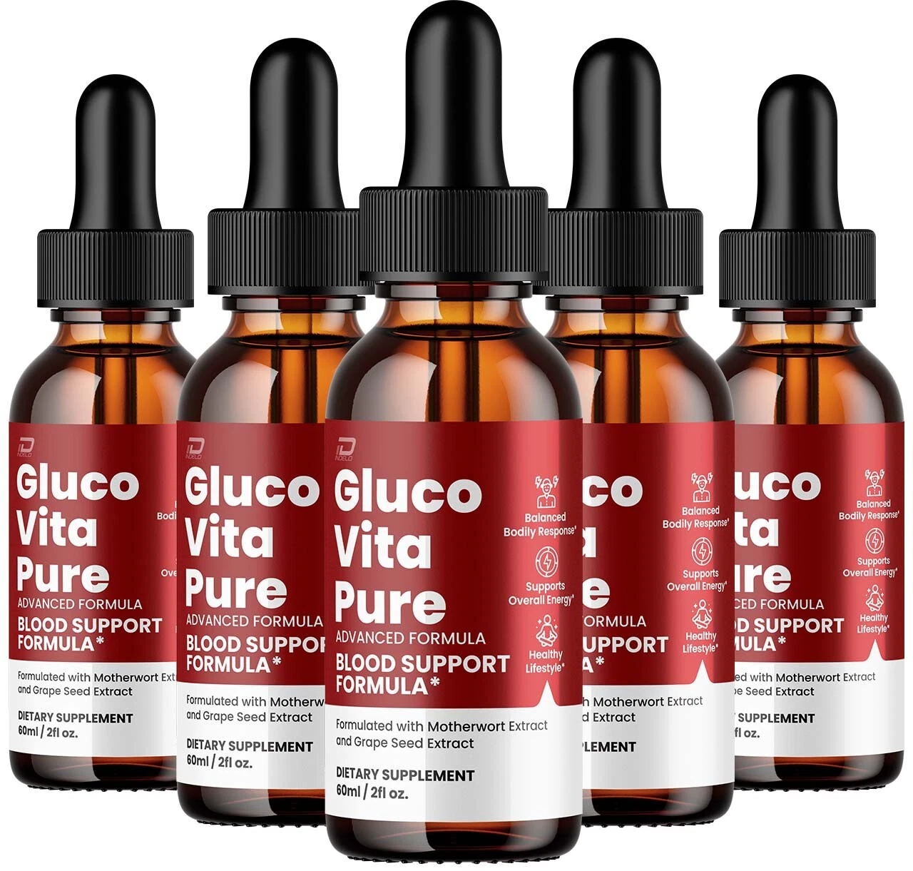 (5 Pack) Gluco Vita Pure Drops Healthy Formula - GlucoVita Pure Liquid