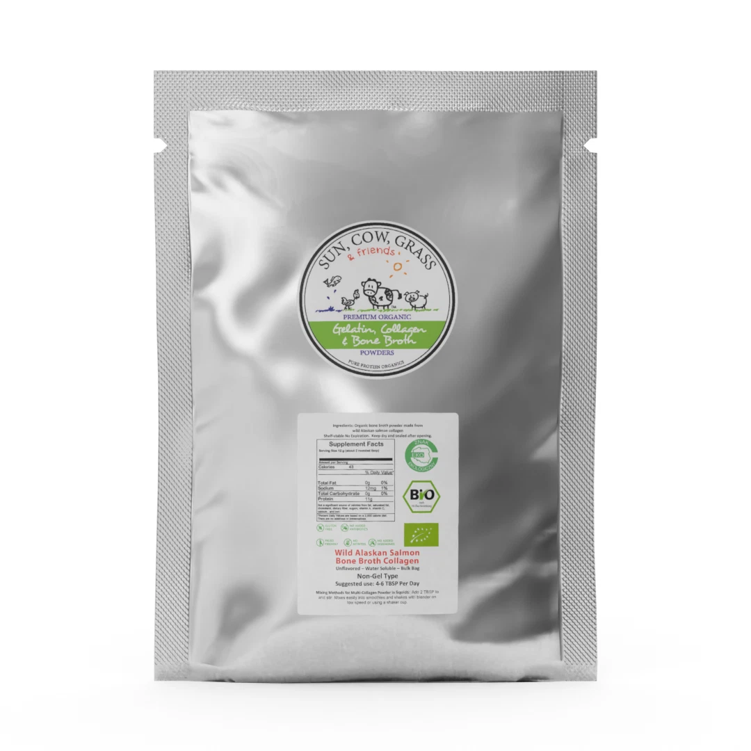 Wild Alaskan Salmon Bone Broth Powder - Pure Protein Organics 1KG Unflavored