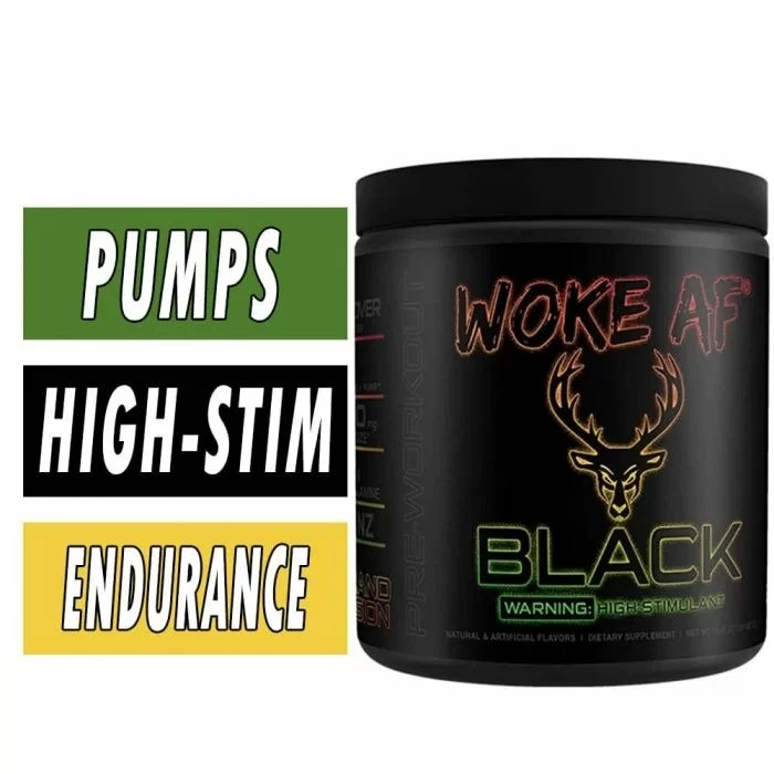 BUCKED UP WOKE AF BLACK HIGH STIMULANT PRE-WORKOUT Energy Pump Focus 30 Servings