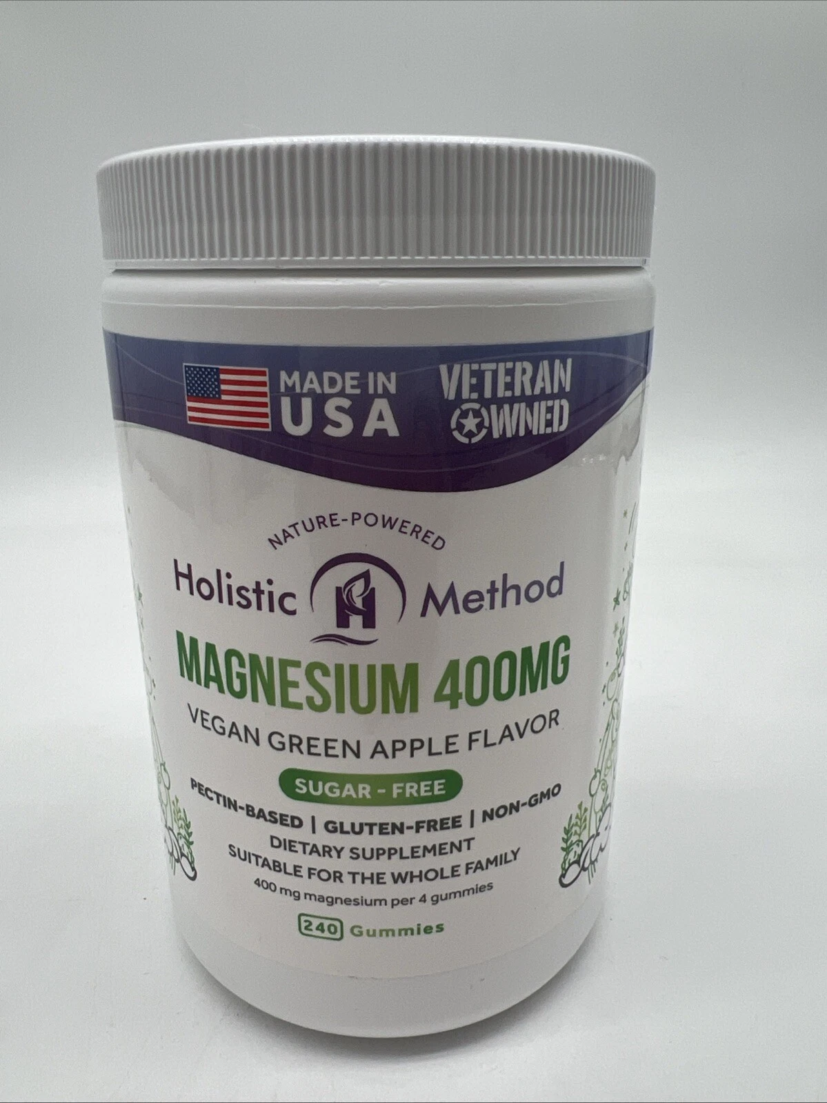 Holistic Method Magnesium Citrate 400 mg Green Apple Supplement 240 Gummies