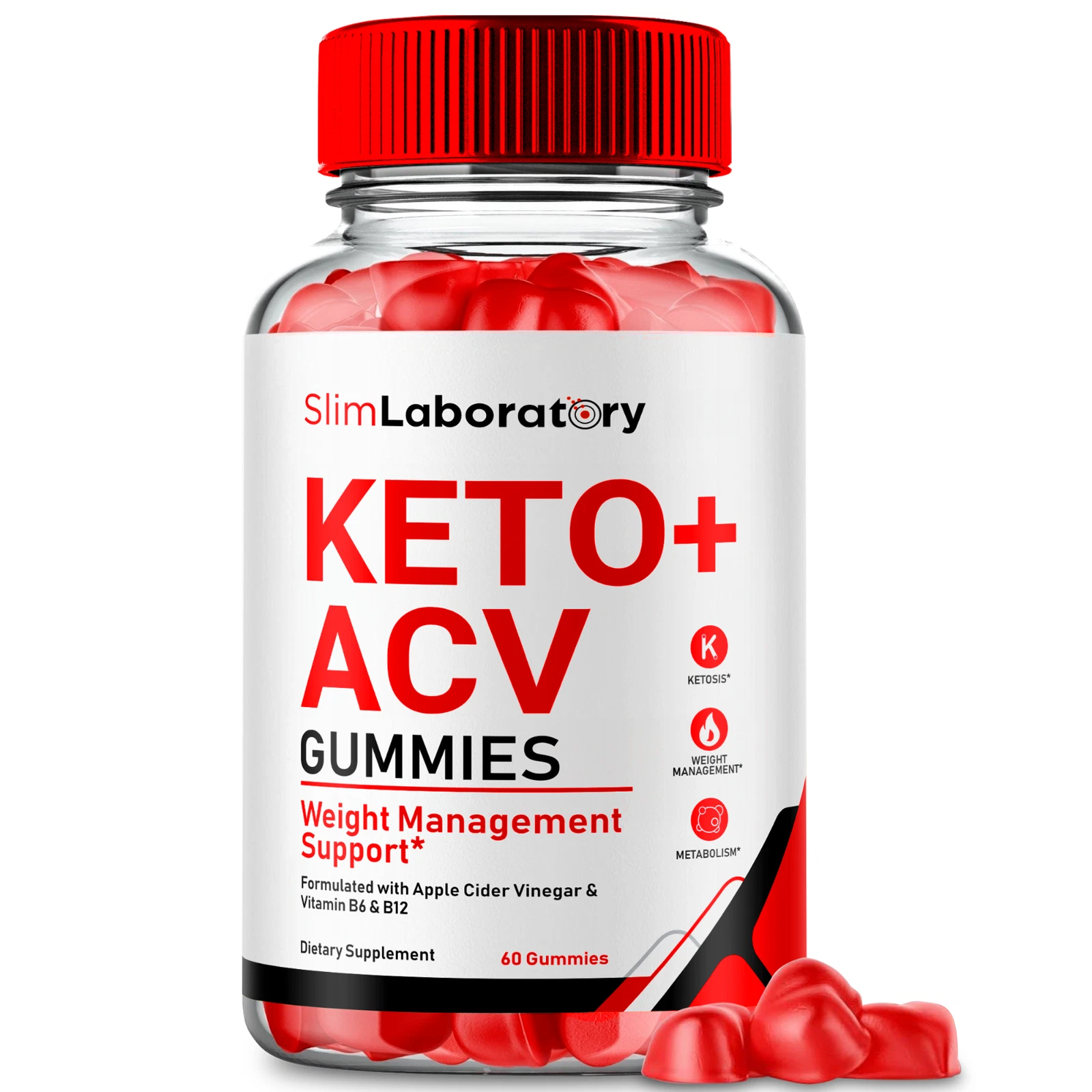 SlimLaboratory Keto + ACV Gummies to Boost Ketosis for Rapid Weight Loss 60ct